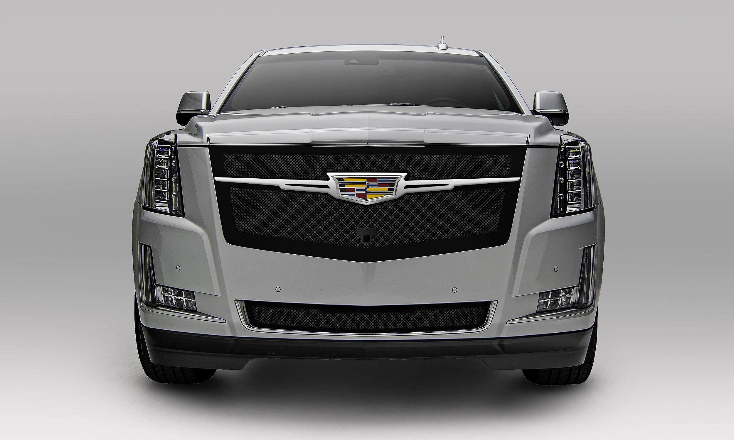 Upper Class Series Main Grille T-Rex Grilles 2015i-2020 Escalade, Black with Chrome Plated Center Trim Piece, 1 Pc, Replacement, Fits Vehicles with Camera - PN #51191