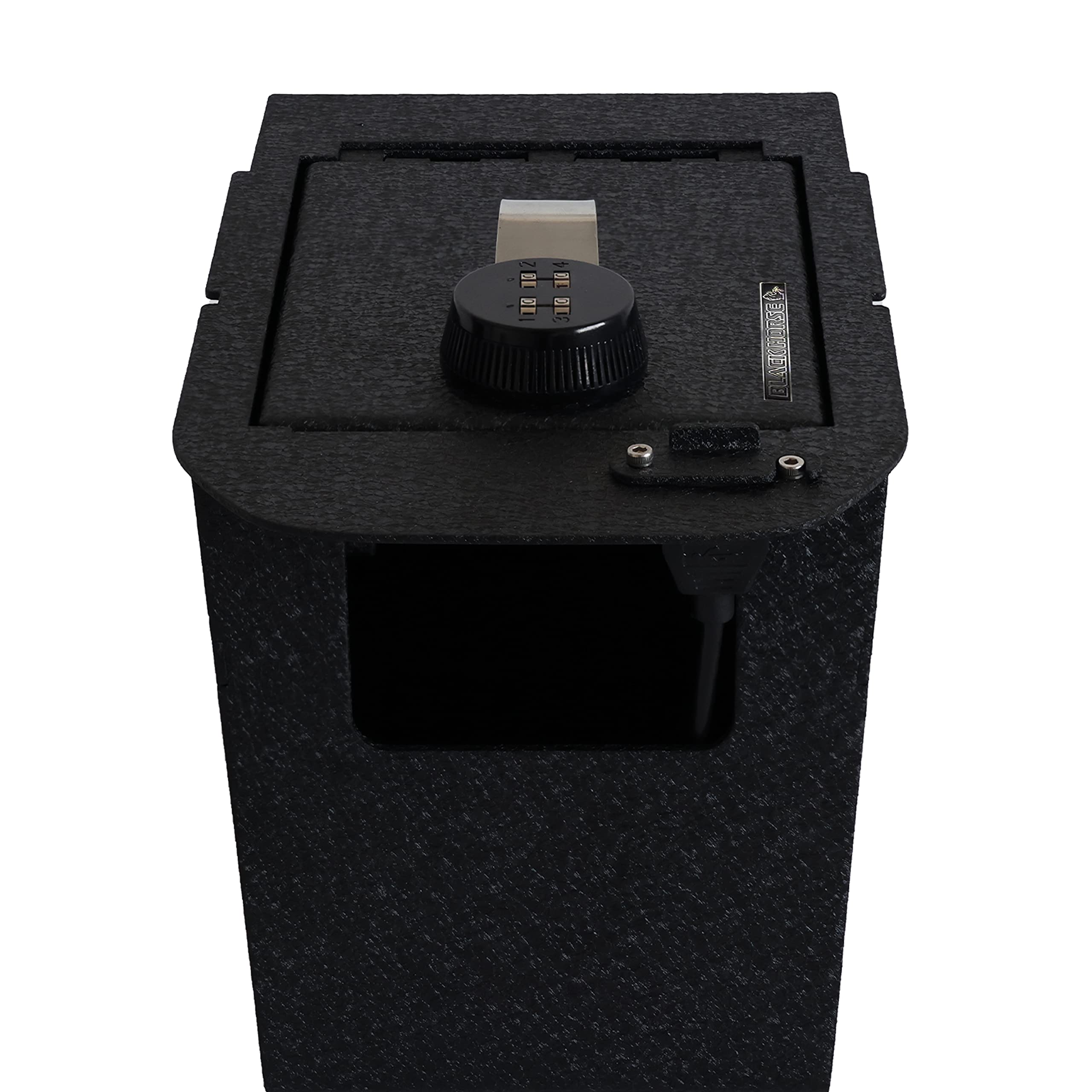 Center Console Safe Black Horse Security Lock Box, Black Gun Box Organizer,with 4 Digit Combination Resettable Lock Compatible with 2023-2024 Chevrolet Silverado 1500/2500/3500-LBGM22