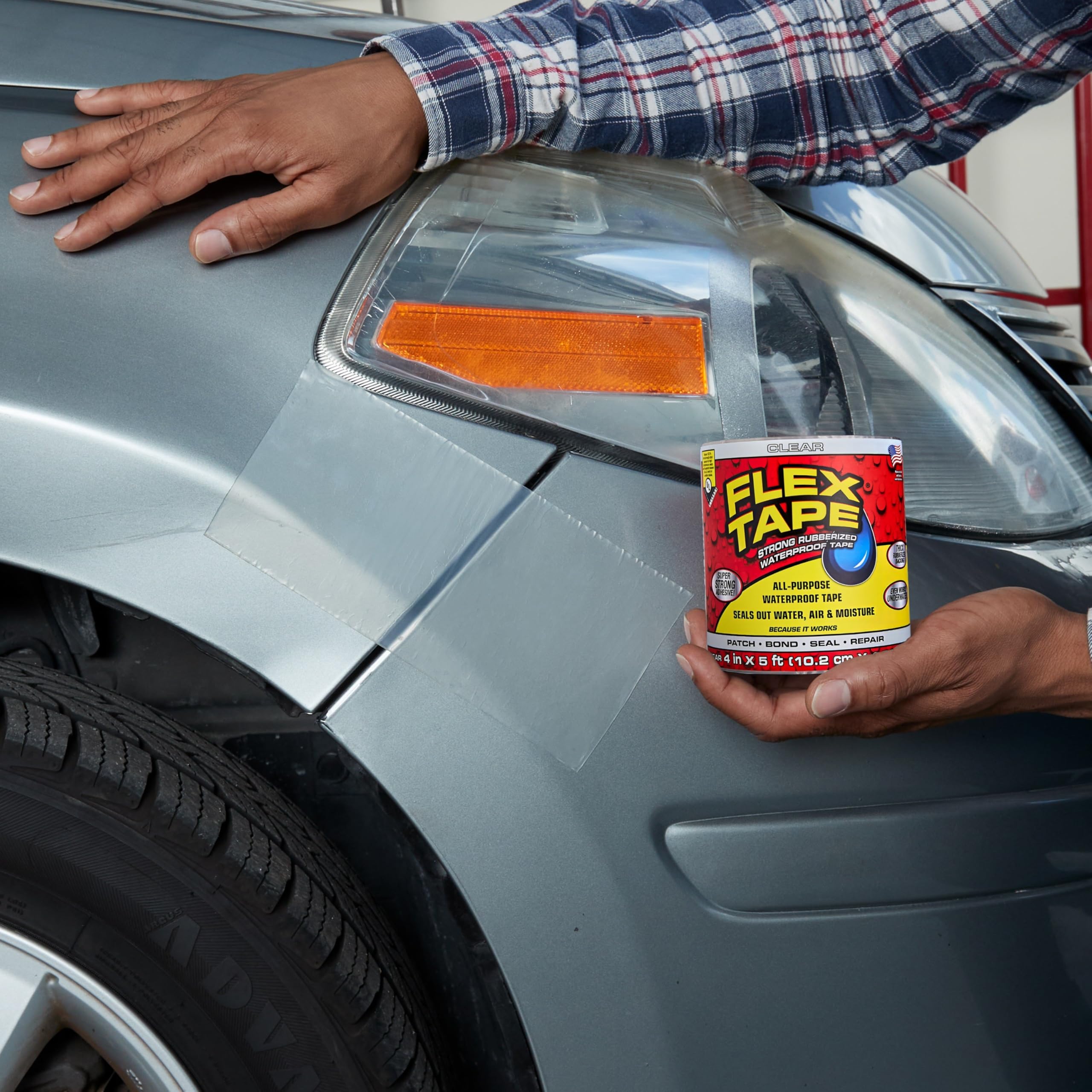 Original Flex Tape, Thick Flexible Rubberized Waterproof Tape - Seal and Patch Leaks, Works Underwater, Indoor Outdoor - Home RV Roof Plumbing and Pool Repairs, Clear, 4 in x 5 ft, Pack of 1