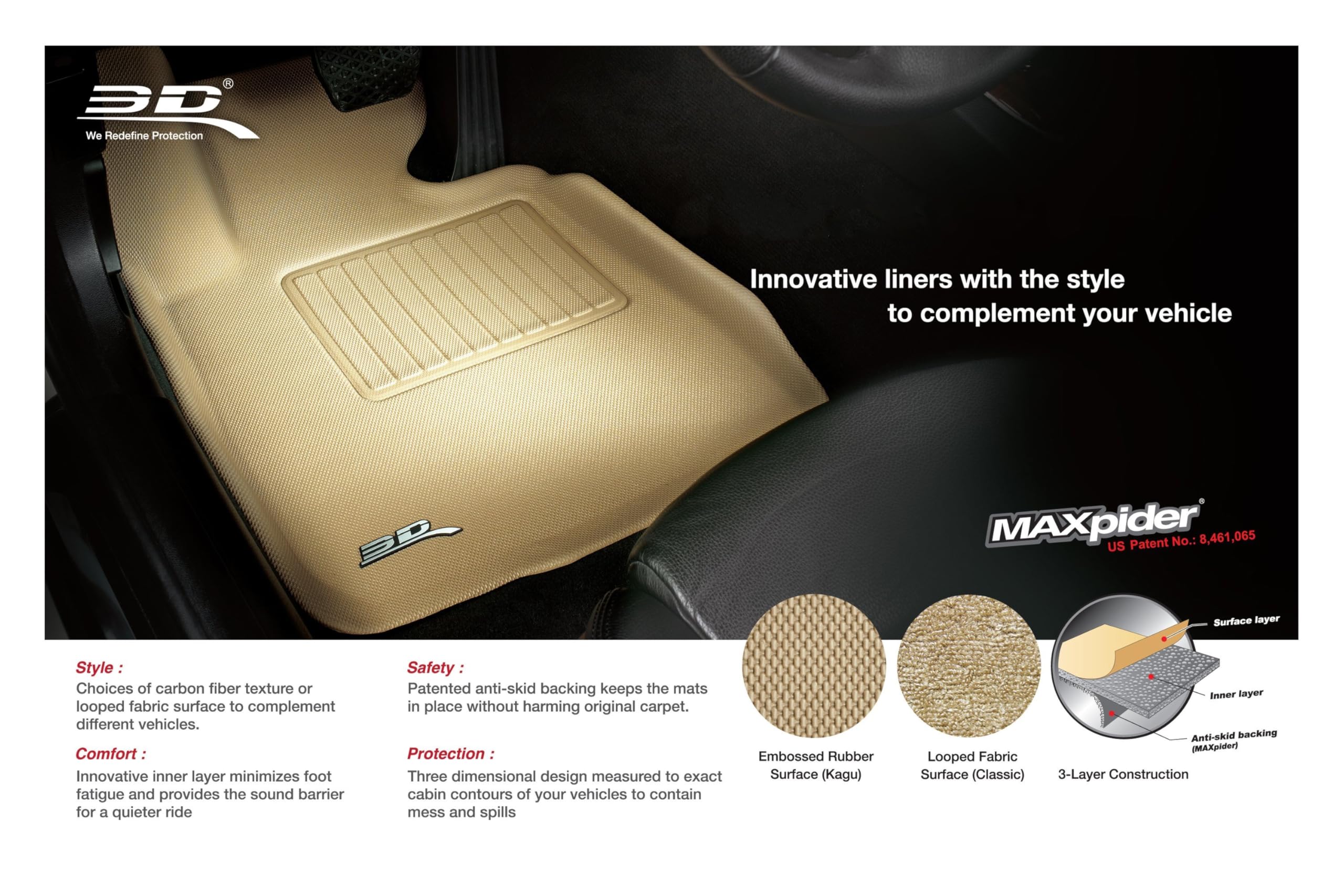 Kagu Floor Mat 3D MAXpider Custom Fit (Black) Compatible with Land Rover Discovery Sport 2020-2026 - Second Row