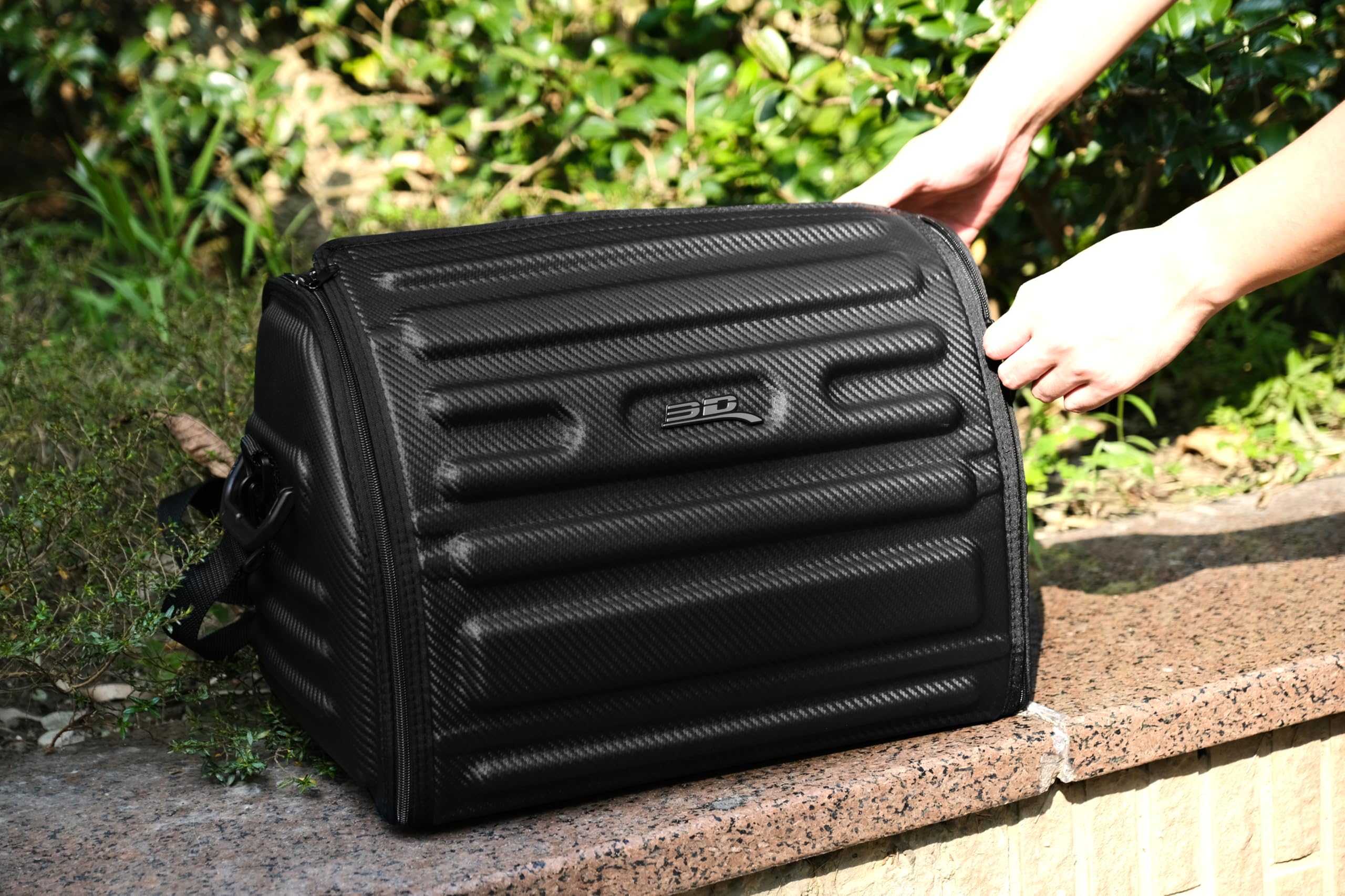 3D MAXpider Trunk Organizer Custom Fit Car (Black) - Handy Carbon Fiber (M) 18"x12"x12"