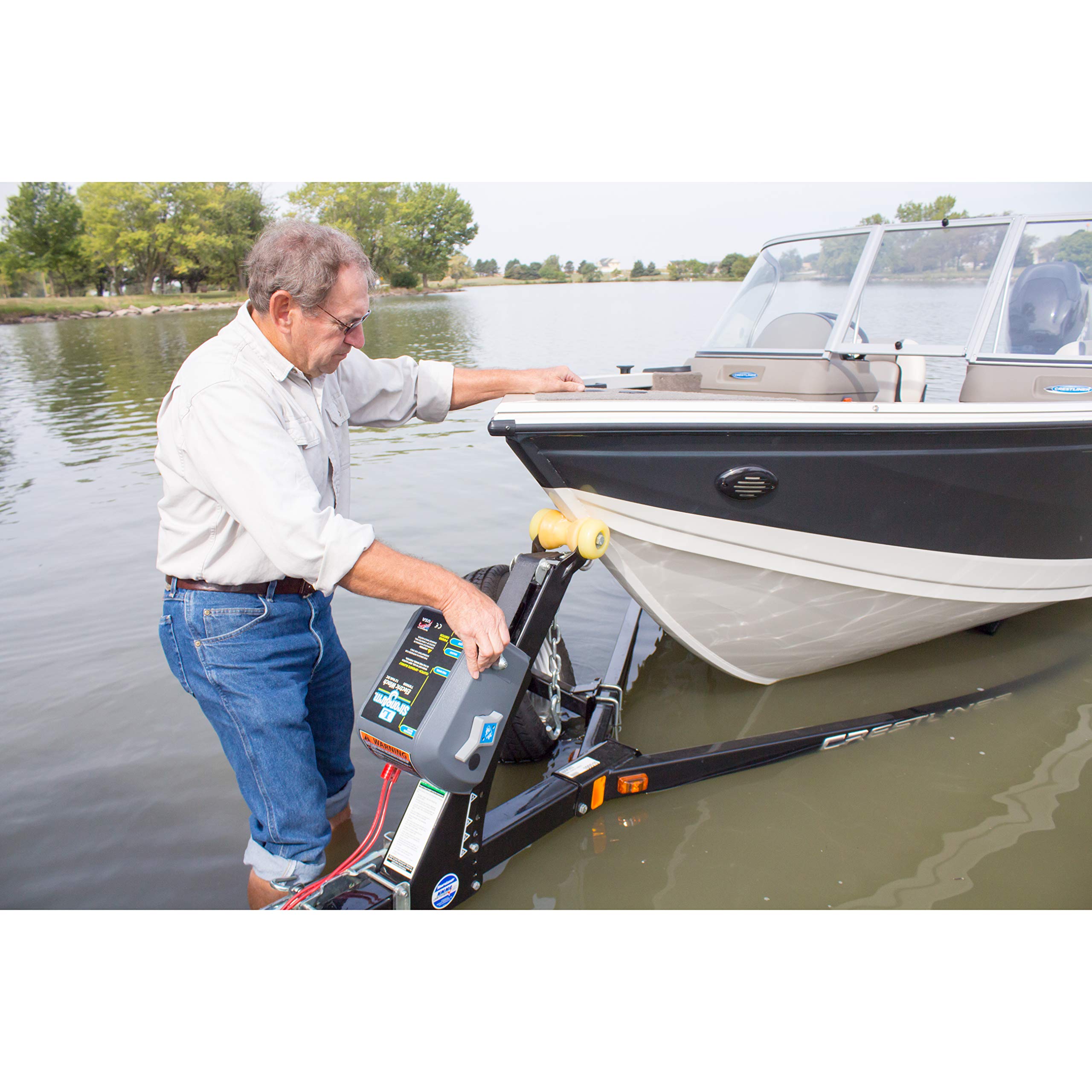 StrongArm (TW9000) Dutton-Lainson Company 12 Volt Electric Winch and Polyester Strap - Heavy Duty Boat Trailer Winch for Marine Use, 3000 lb Capacity, Power in/Out, Freewheel Clutch - Made in USA