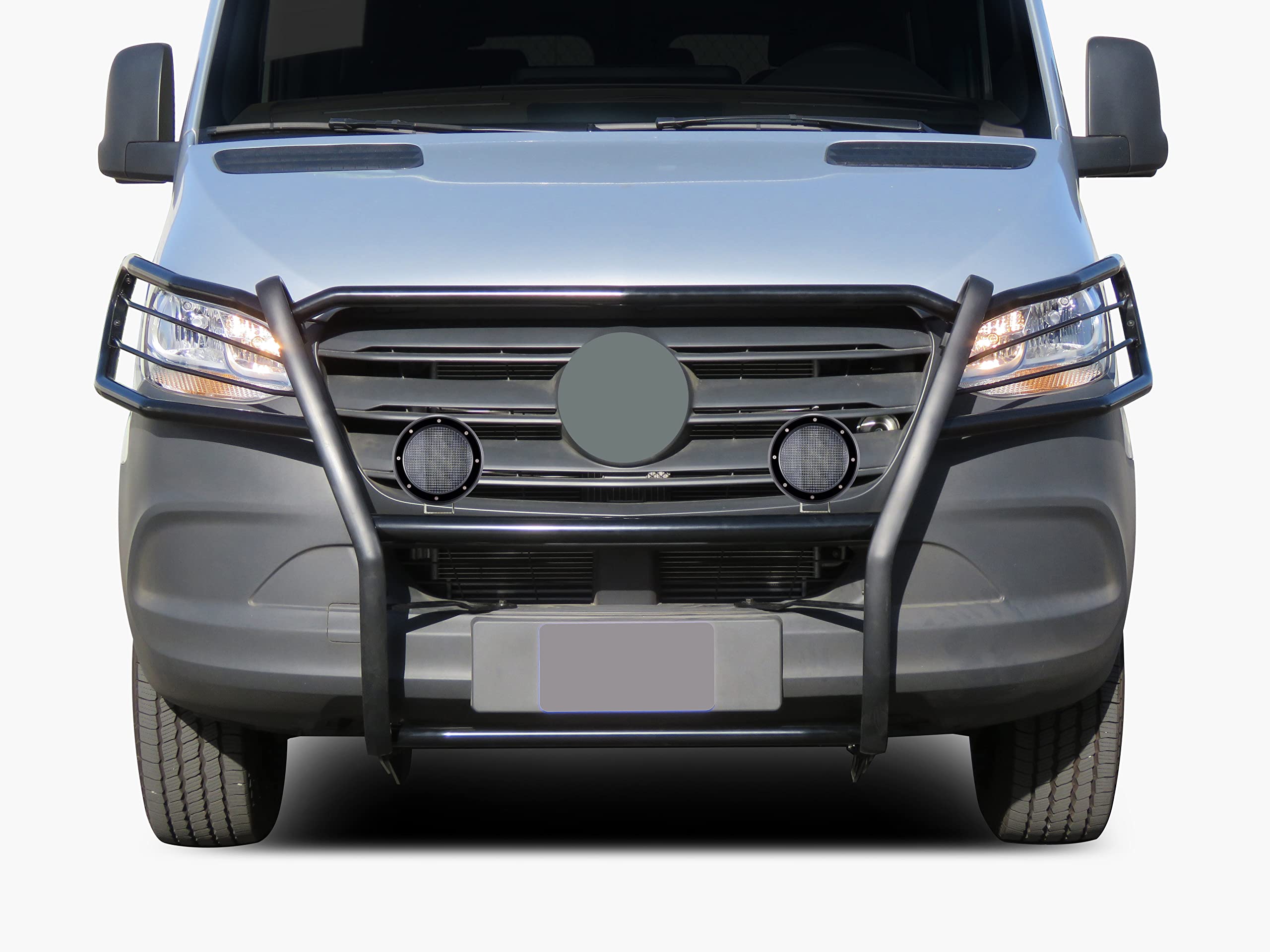 Bumper Guard Modular Black Horse Grille brush Come W/ Pair of 5.3"LED Light Compatible with 19-25-benz Sprinter 1500/2500/3500/3500XD|19-25 Freightliner Sprinter 1500/2500/3500/3500XD-17D503MA-PLFB
