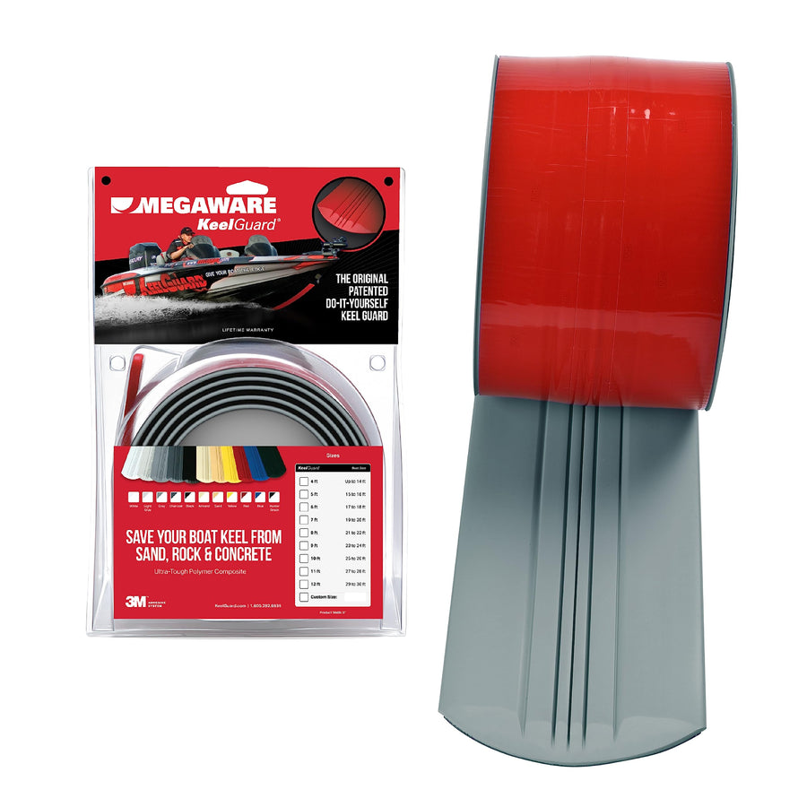 MEGAWARE USA-Made, Original DIY Keel Guard, 5-Inch Wide, 4-12ft Sizes, 11 Colors, Complete Install Kit with Primer, Hull Protector, for Fiberglass and Some Aluminum Boats (Gray)