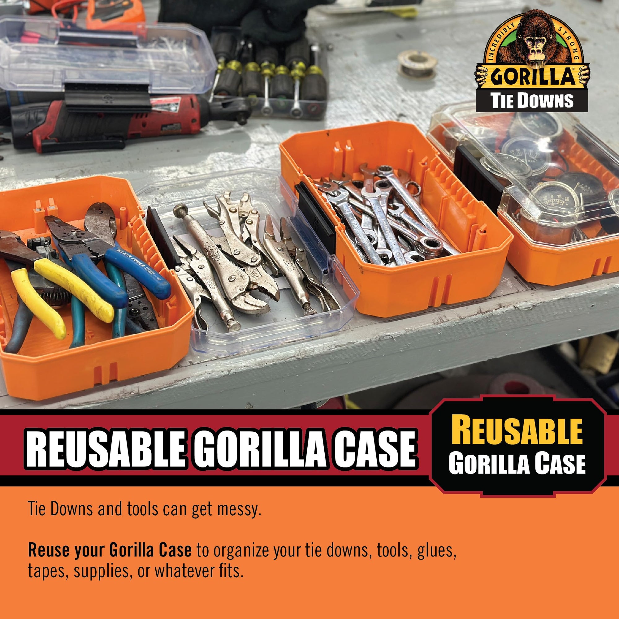 Gorilla 93001 1" x 16' Ratchet Strap with Orange Gorilla-Grip Handle 2 Pack