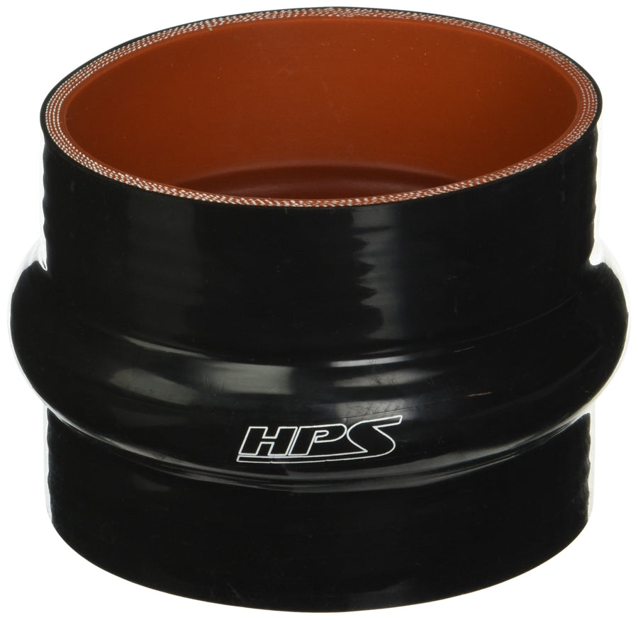 HPS Silicone HTSHC-350-BLK High Temperature 4-ply Reinforced Straight Hump Coupler Hose, 40 PSI Maximum Pressure, 3" Length, 3-1/2" ID, Black