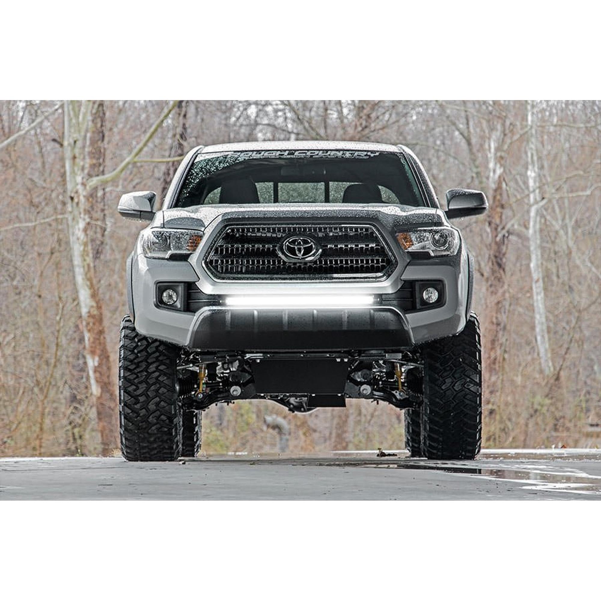 30" Rough Country LED Light Bar Kit for Toyota Tacoma (2016-2023) - Bumper Mount, 165W Spectrum Series, 14,850 Lumens, Combo Spot & Flood Beam