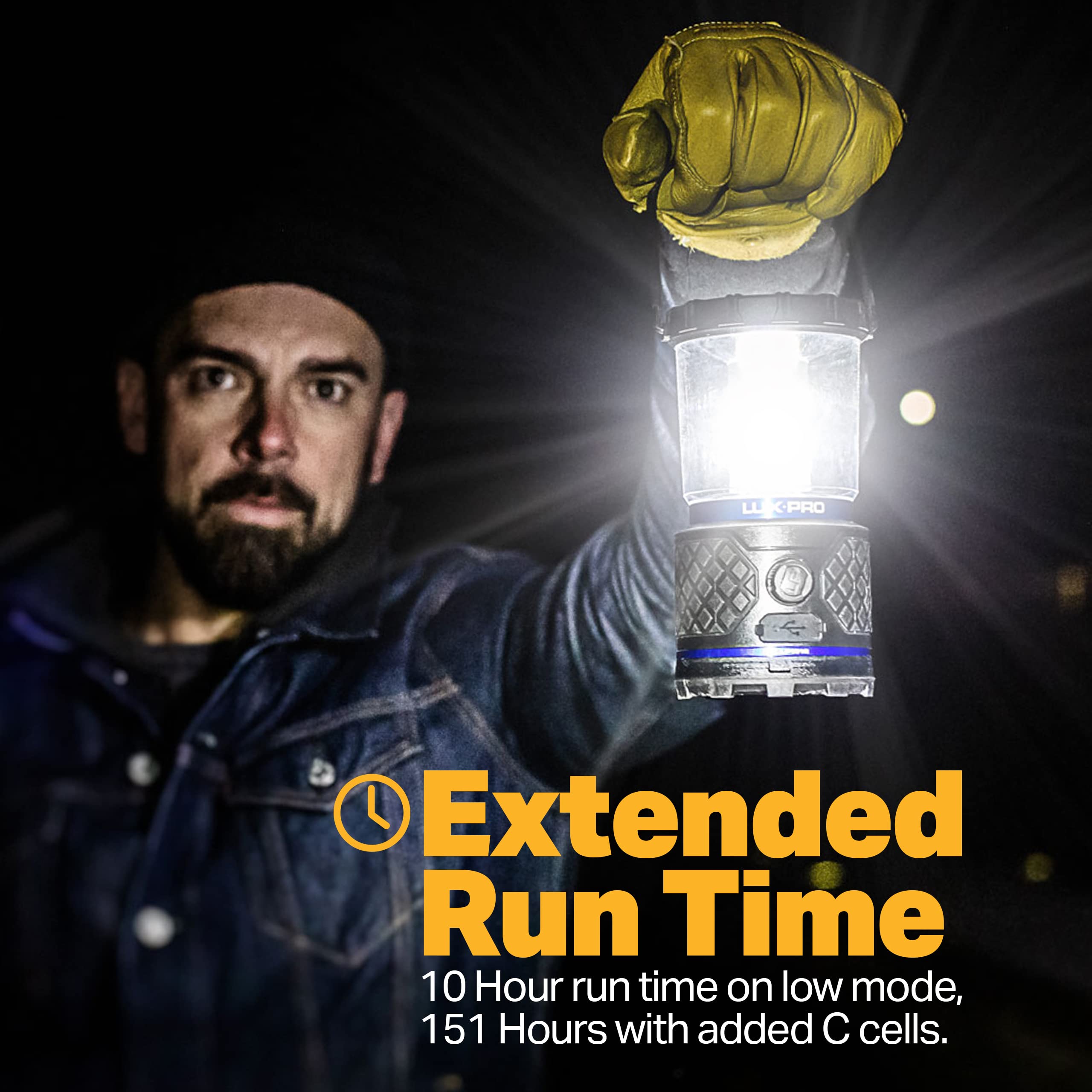 Dual-Power LUXPRO Rechargeable 1100 Lumen LED Lantern for Up to 150 Hours of Use - Camping Lantern with Built-in Power Bank - Dimmable LED Light with IPX4 Water-Resistant Rating