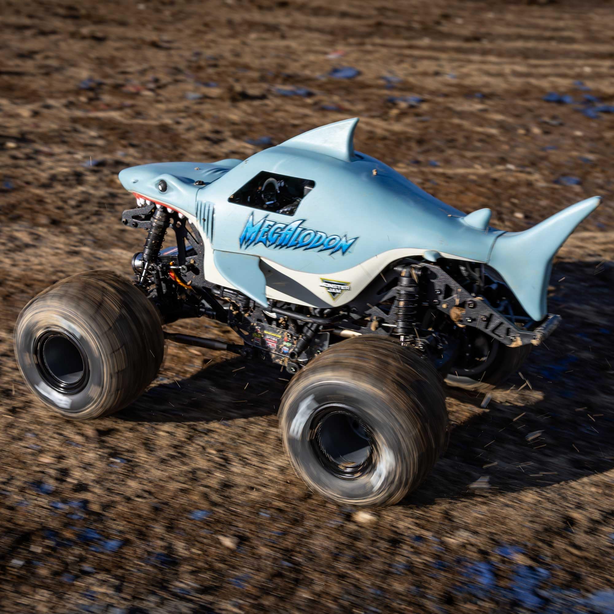 Losi 1/18 Mini Megalodon LMT 2S 4X4 RTR Brushed Monster Truck Battery & Charger Included Blue LOS01026T3