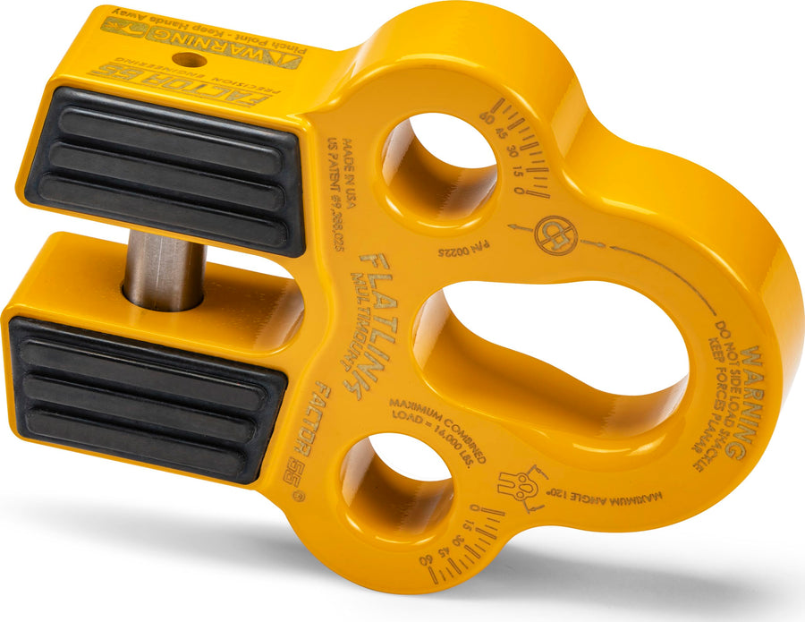 Flatlink Factor 55 Multi-Mount Winch Cable Shackle Mount, Designed for Steel Cables and Synthetic Winch Ropes with Load Capacity: 16,000 lbs - Yellow