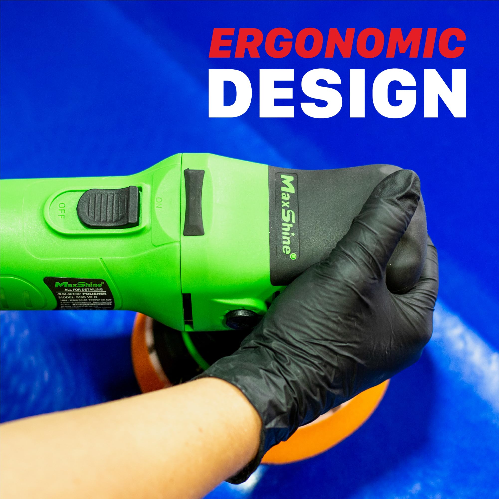 Maxshine M8S V2 G Dual Action Polisher | 5” Plate, 8mm Throw, 1000W Motor, 6-Speed, 6500 RPM | Corded Electric Polisher for Auto, Boat & Marine Detailing, Scratch Removal & Paint Correction