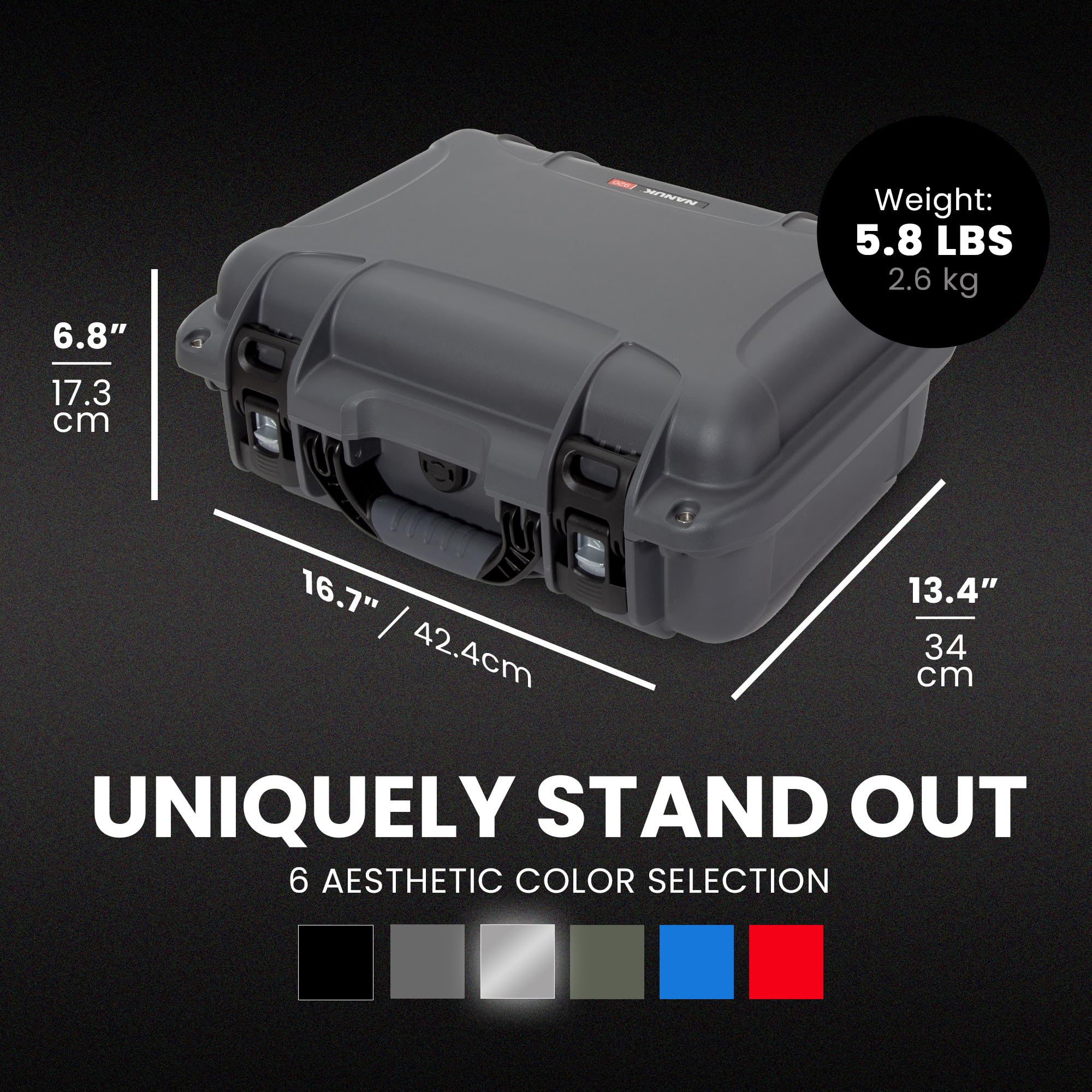 Pro Photo Kit NANUK 920 – Waterproof Travel Camera Hard Case with Padded Dividers & Lid Organizer, 16.7” x 13.4” x 6.8”, Dustproof & Impact-Resistant, Airline Carry-On Approved – Silver
