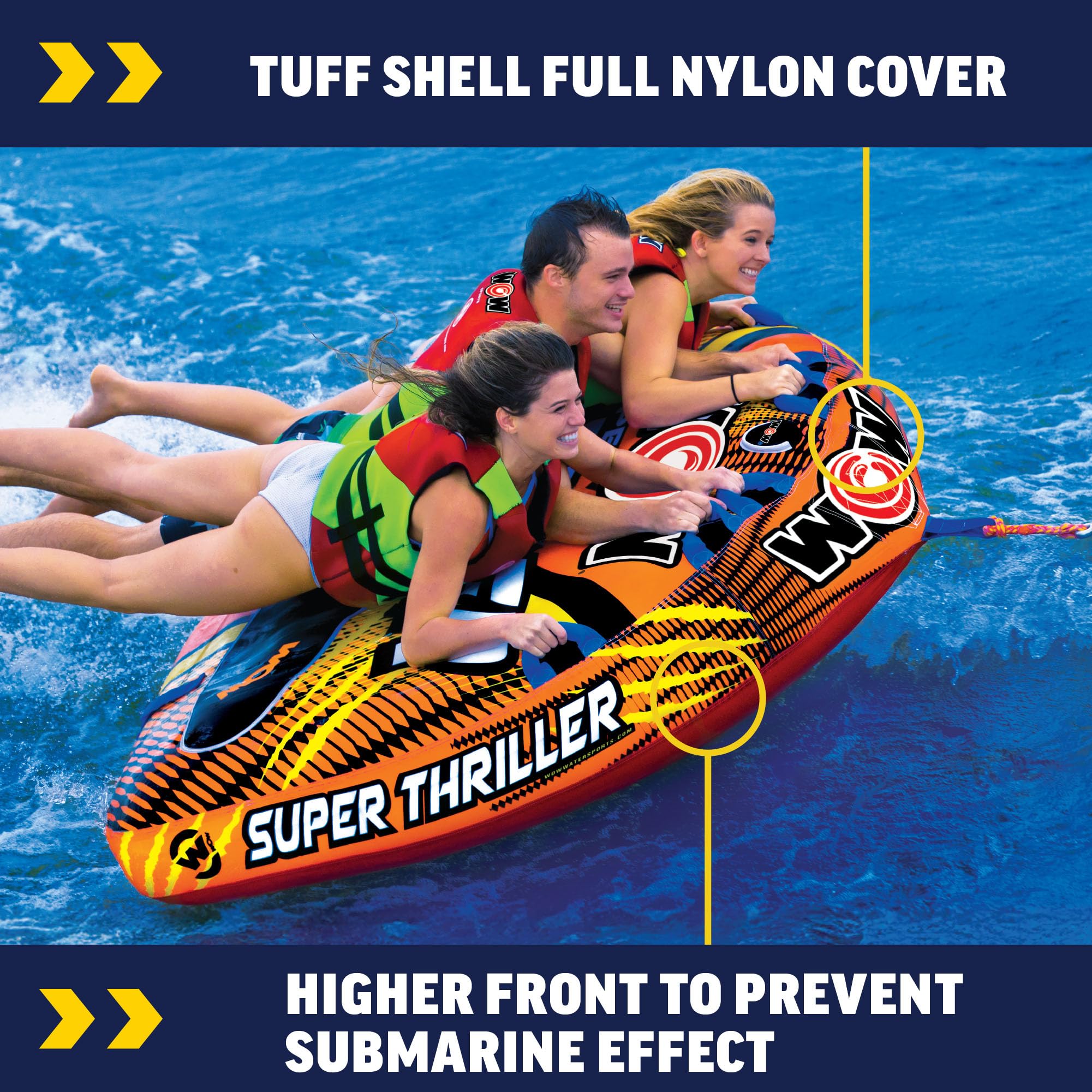 Thriller WOW Sports Towable Deck Tube for Boating Adults, Inflatable Tubing Boat for Water Sports