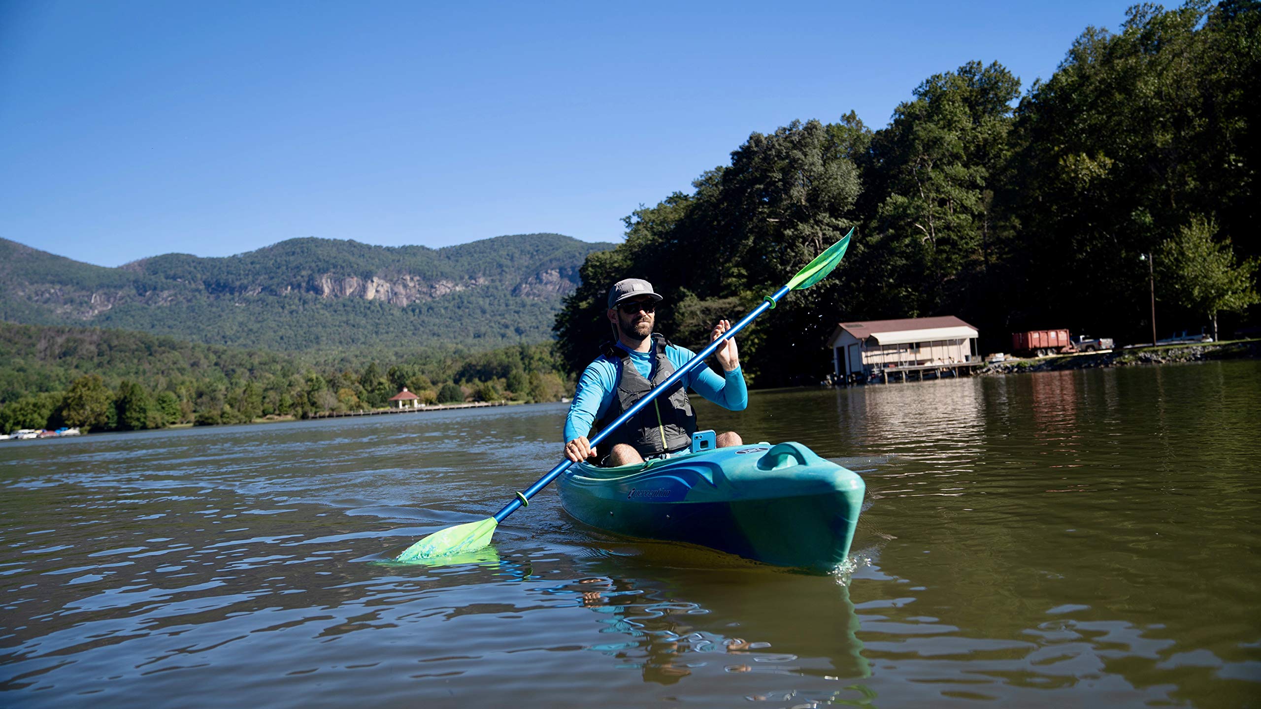 Kayaks Perception Joyride 10 - Sit Inside Kayak for Adults and Kids - Recreational and Multi-Water Kayak with Selfie Slot - 10' - Déjà vu
