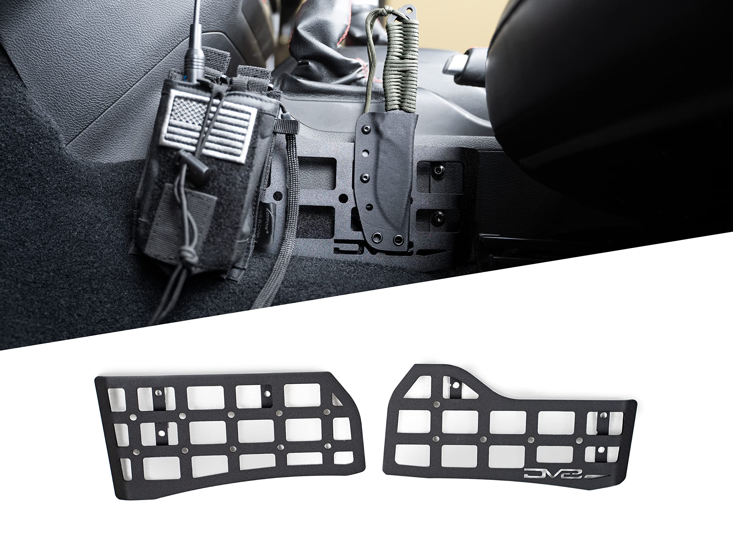 Molle Panels Center Console for 2018-2024 Jeep Wrangler & 2020-2024 Jeep Gladiator | Mount for Pouches, Med-Kits, Tools, Holsters & Other Accessories | Automatic & Manual Transmissions | DV8 Offroad