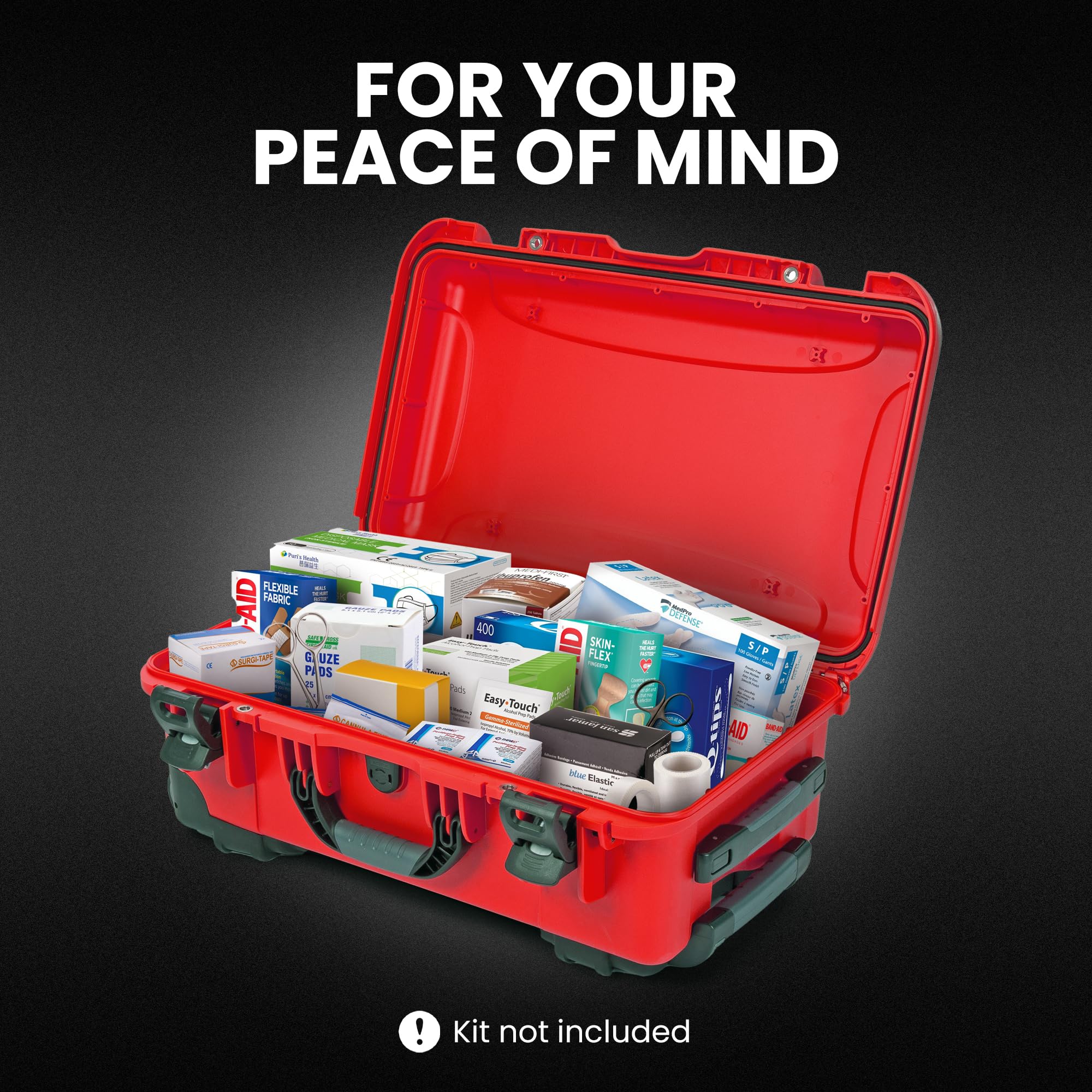 Wheeled NANUK 935 Waterproof First Aid Box Empty – Durable, Medical First Aid Organizer Case, IP67-Rated, Dustproof, Impact-Resistant, and Floats (22” x 14” x 9”) – Red