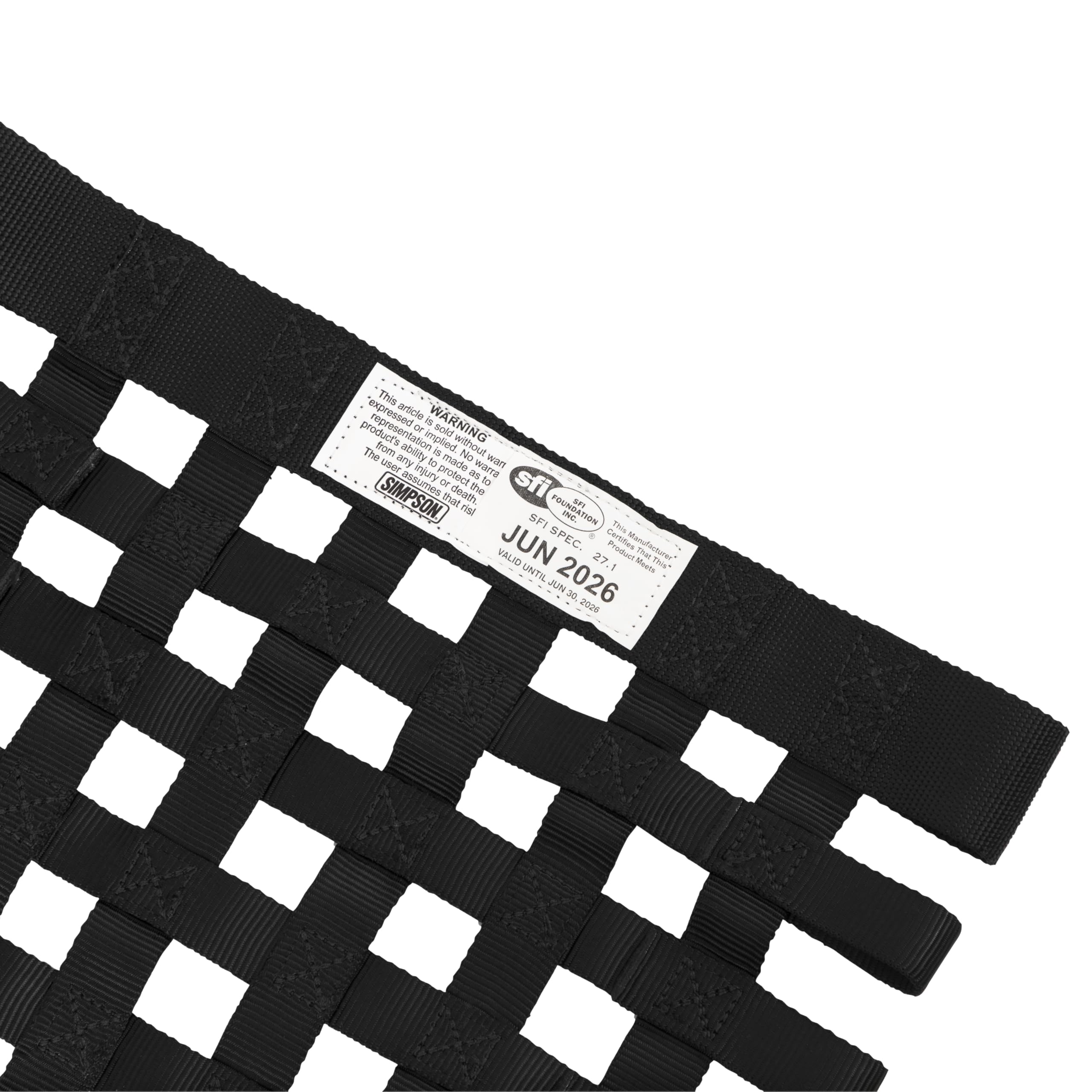 36004BK Simpson Racing Window Net 16X27 Trapezoid - SFI 27.1 - Black - Each