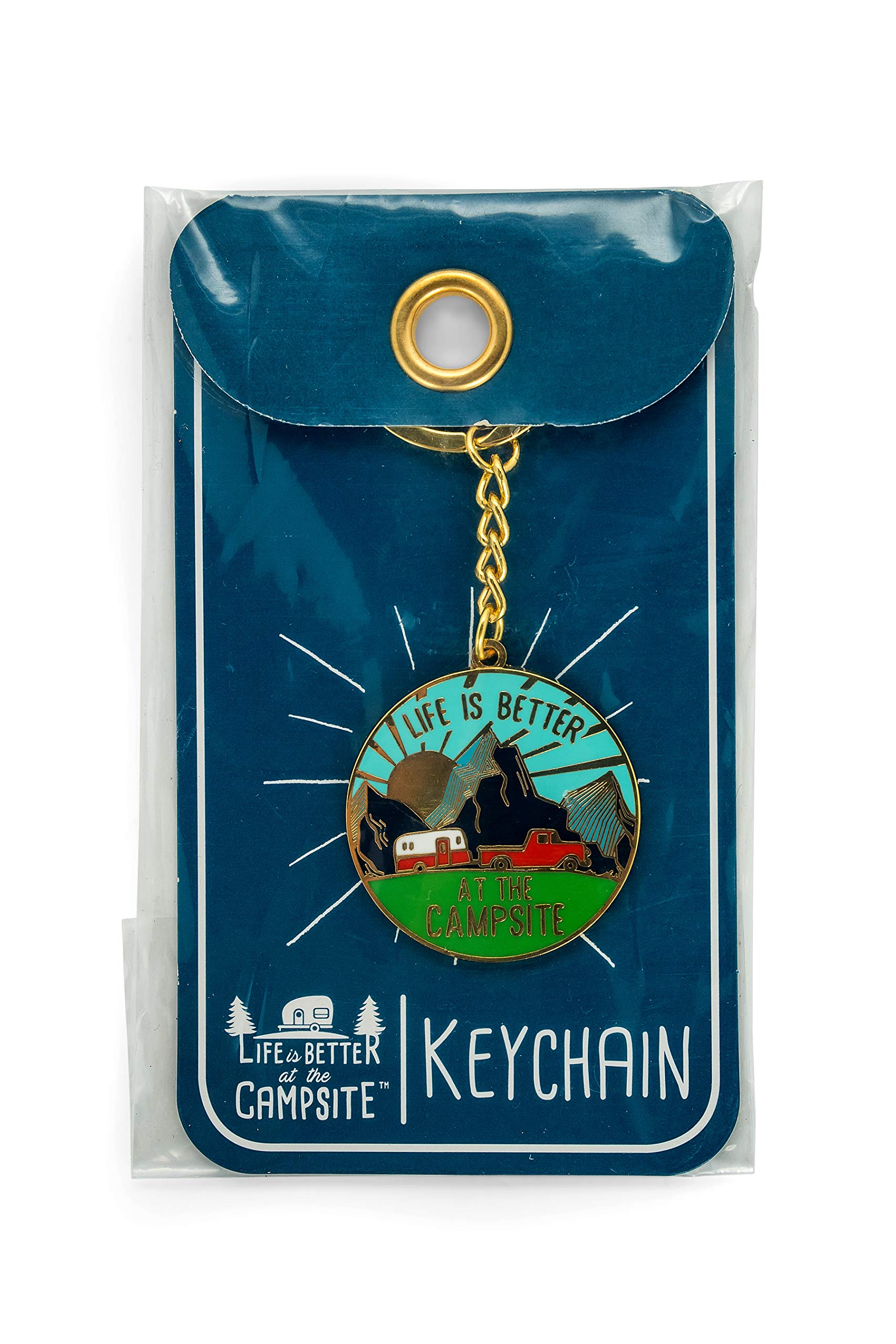 Sunrise Keychain-Gold Ring for Car Fobs and Keys Camco Life is Better at The Campsite (53289)