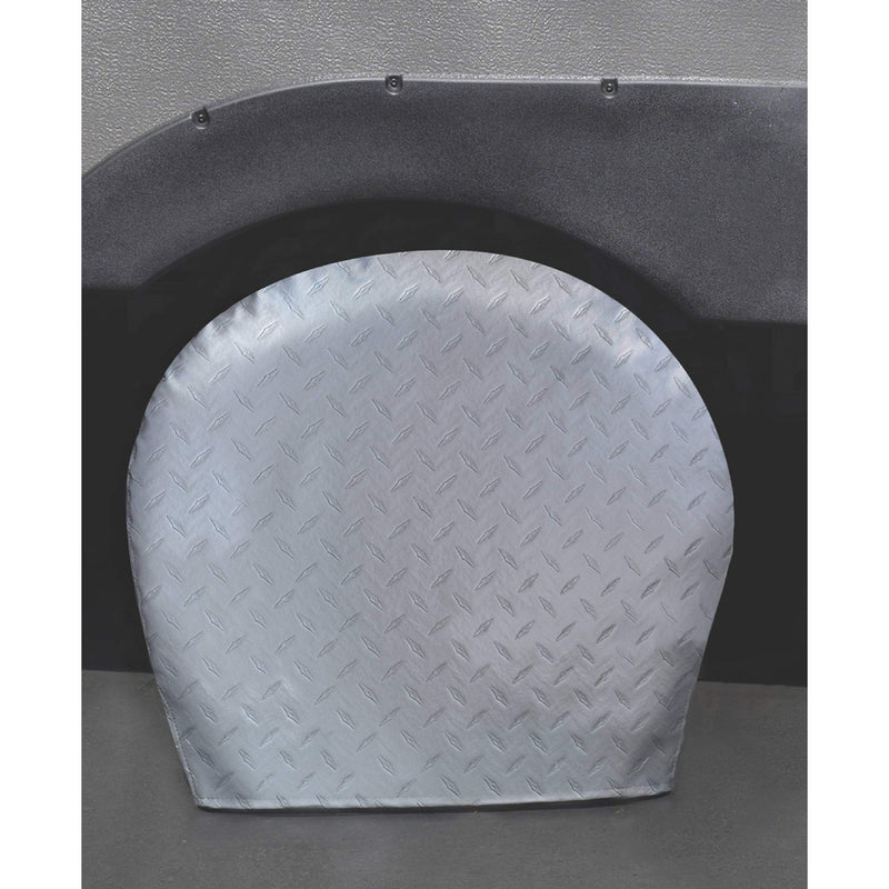 ADCO Silver #2 Diamond Plated Steel Vinyl Tyre Gard Wheel Cover, (Set of 2) (Fits 30"-32")