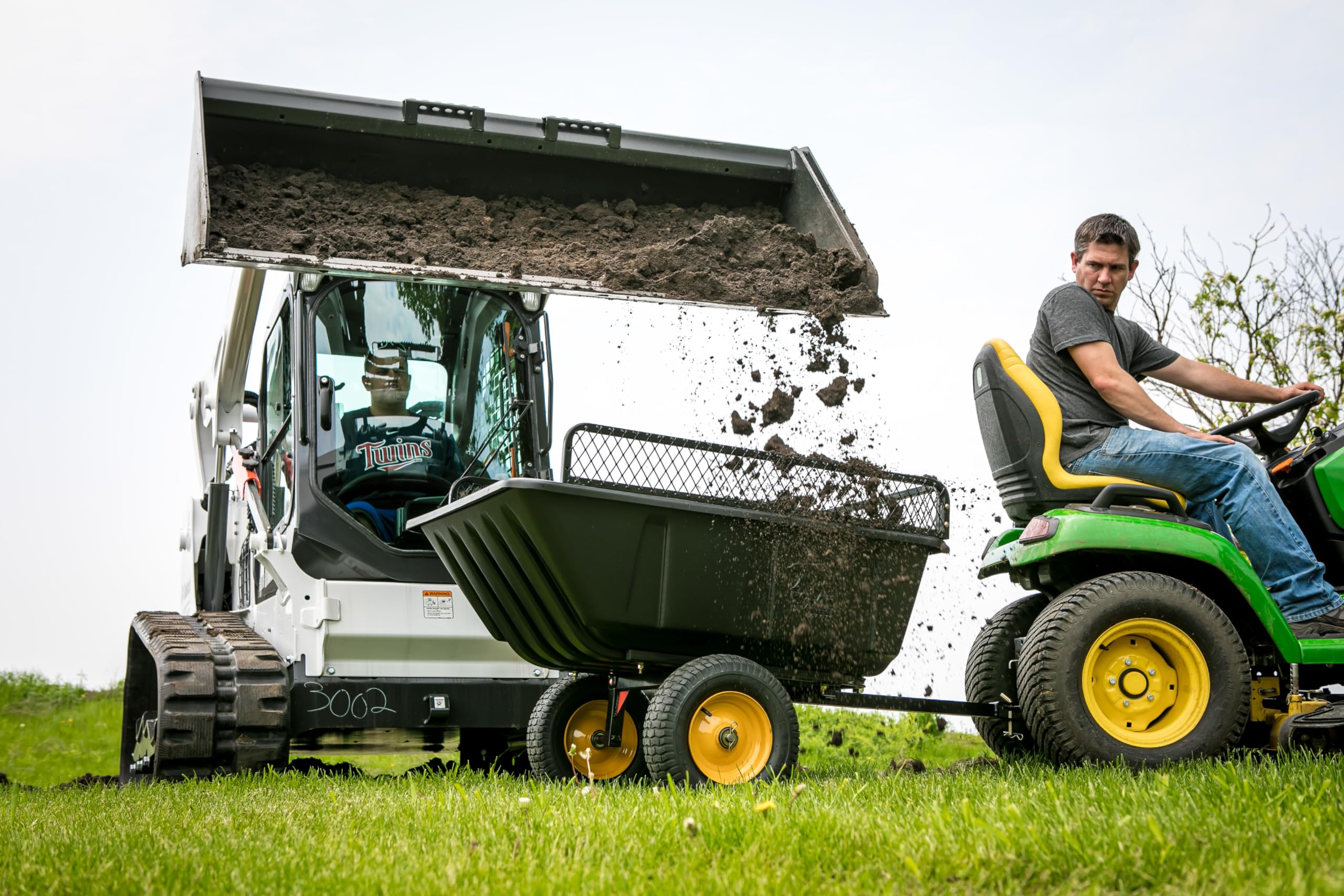 Lawn and Garden Trailer Polar Trailer 9542 LG900 – 900 lb Capacity, 15 cu. ft. Tub – Heavy-Duty Utility Cart with Tilt & Pivot Frame, Sealed Bearings, and Rustproof Polyethylene Body – 69" x 37" x 28"