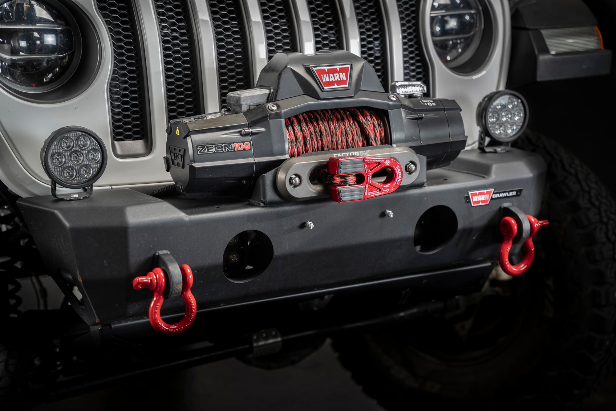Flatlink E Factor 55 Closed Winch System, Compatible with All Roller Fairlead License Plate Brackets - Red