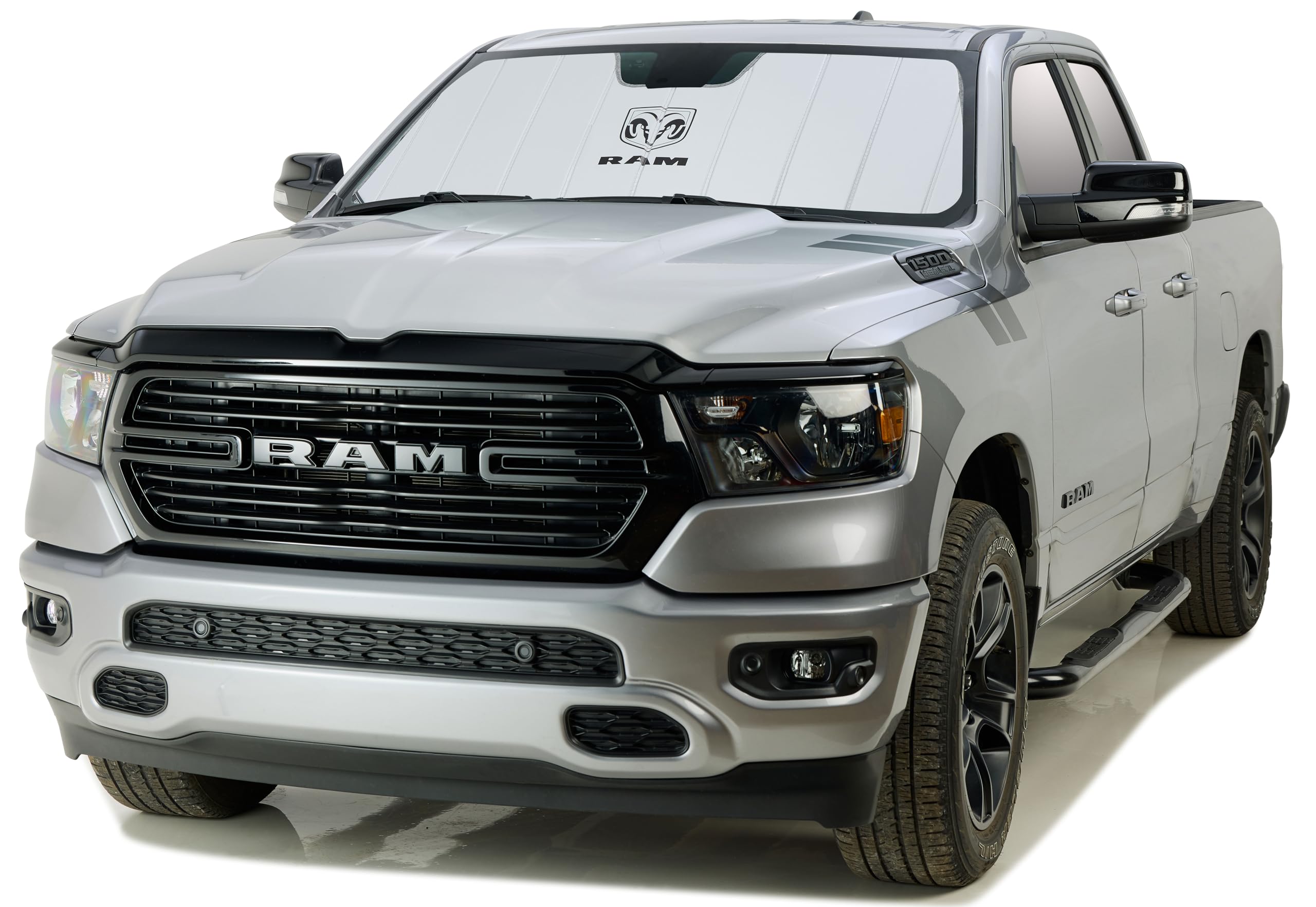 Covercraft Stacked Logo Ram Truck UVS100 Original Sunscreen | Fits 2009-2024 Dodge Ram 1500 (2019-2024 Classic Only) | Silver