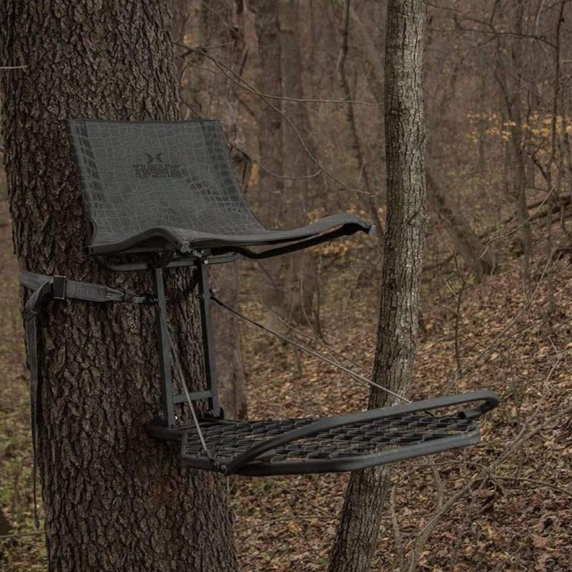 Hawk LVL Kickback Hang-On Deer Hunting Tree Stand, Deer Stand with Kick Back Footrest, XL Comfort Seat and Oversized Platform