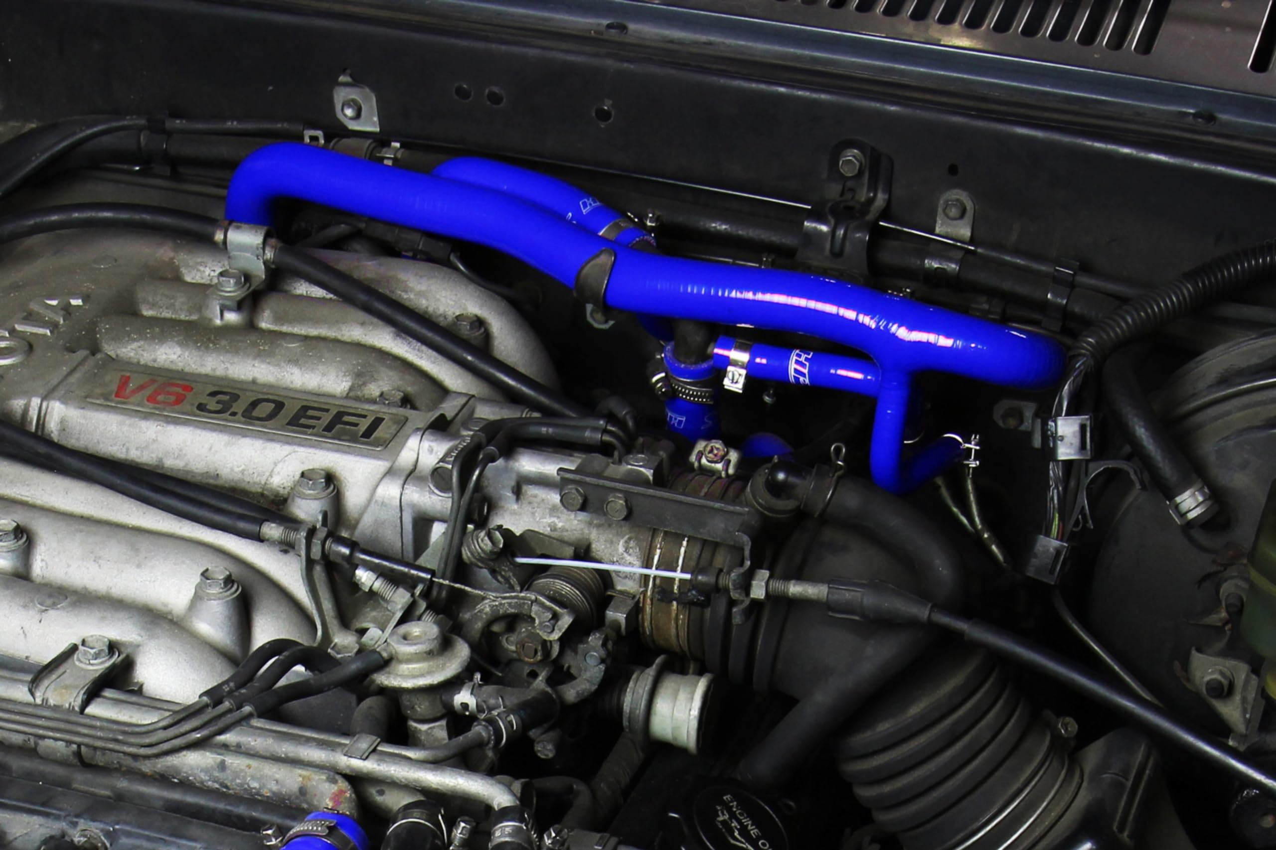HPS Blue Silicone Heater Hose Kit Compatible Coolant for 1990-1991 Toyota 4Runner 3.0L V6 with Rear Heater Left Hand Drive, 57-2190-BLUE
