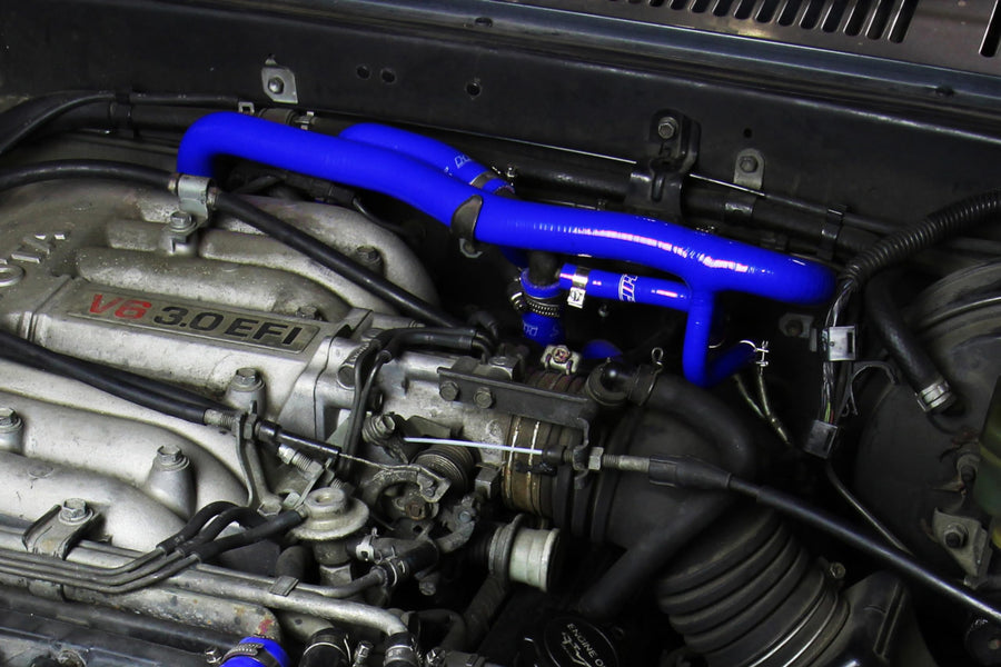 HPS Blue Silicone Heater Hose Kit Compatible Coolant for 1990-1991 Toyota 4Runner 3.0L V6 with Rear Heater Left Hand Drive, 57-2190-BLUE