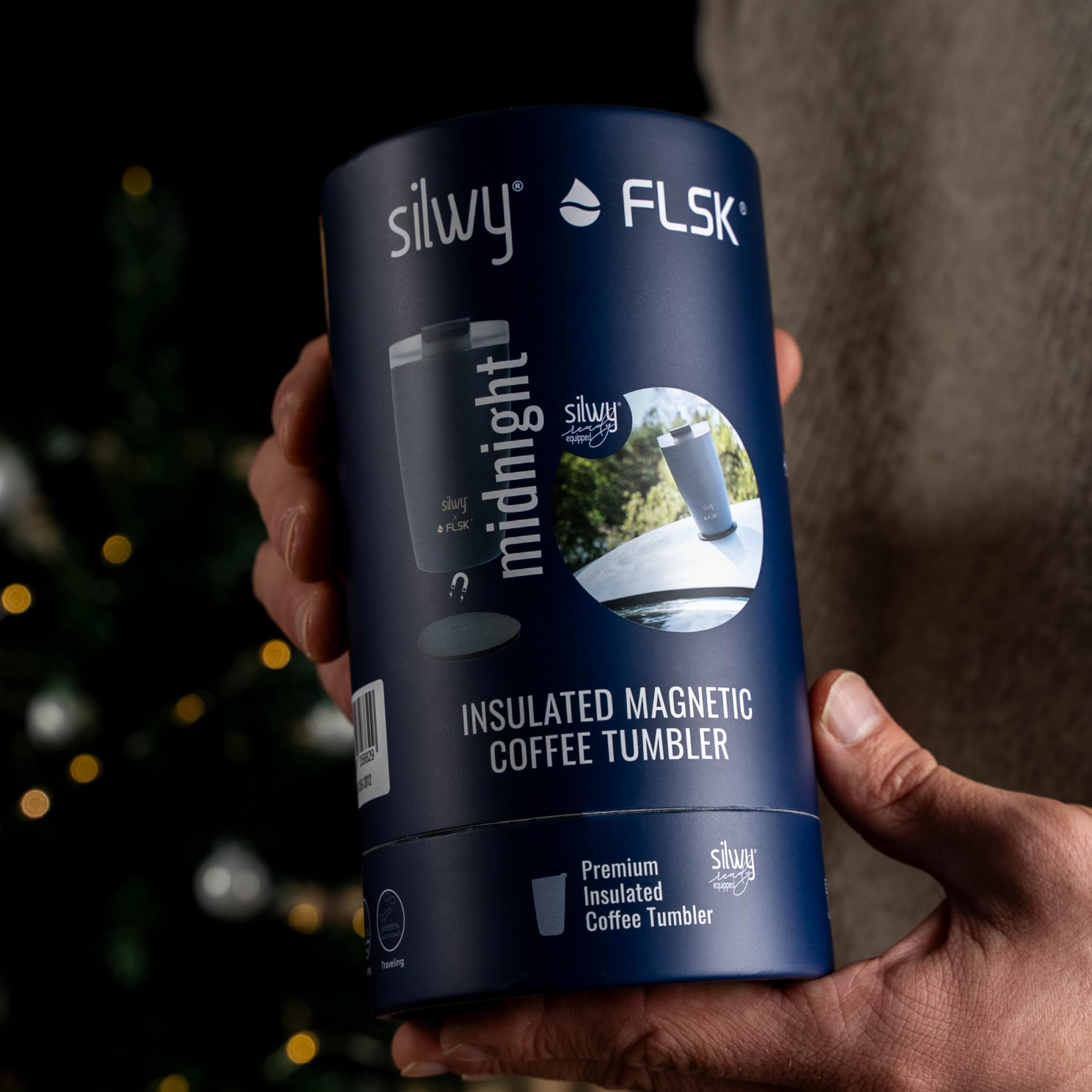 Midnight Silwy Magnetic Thermal Mug To Go - 350ml Stainless Steel, Double Wall, Leakproof, Magnetic Base - For Travel, Leisure Activities