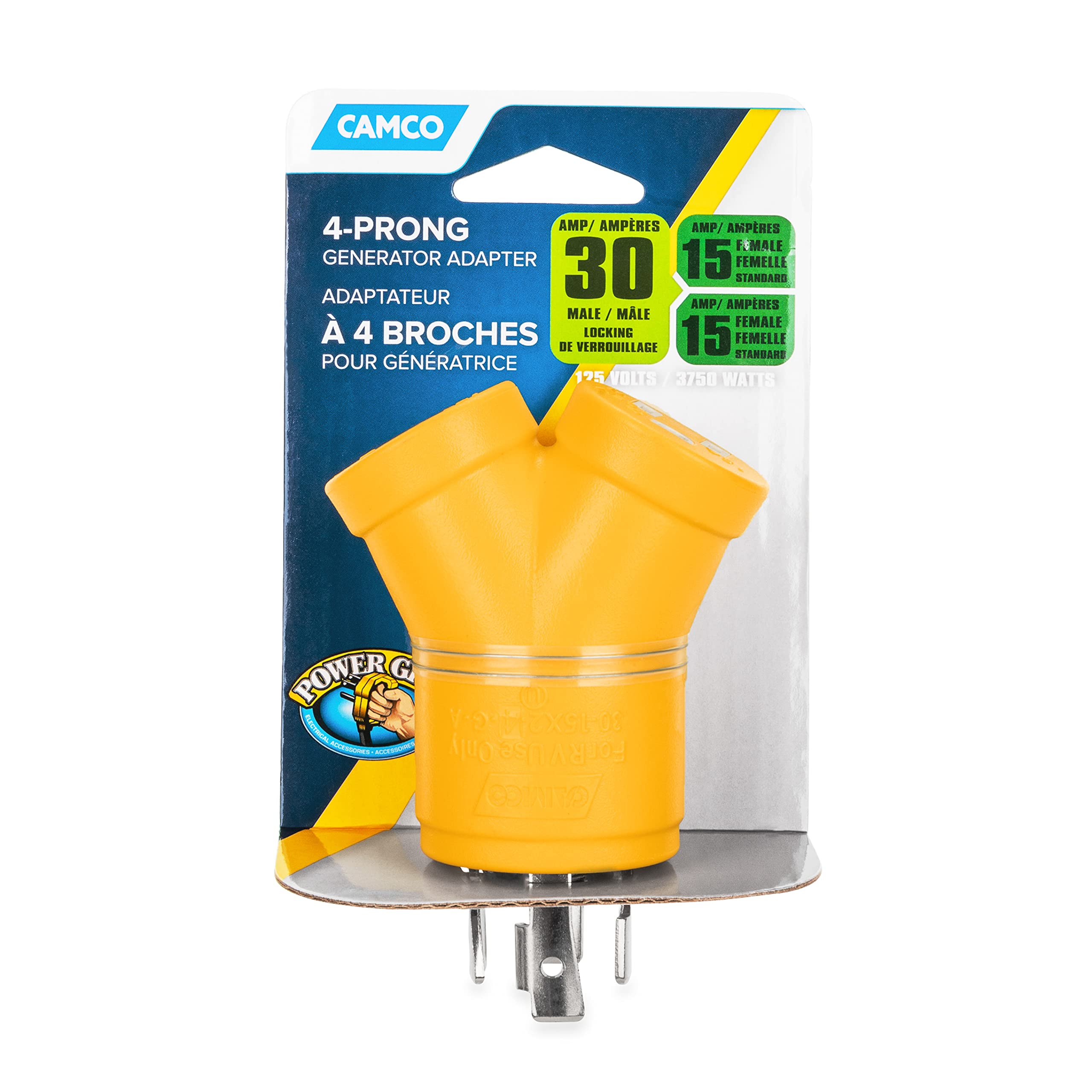 PowerGrip Camco 55438 (30M/2 x 15F) 4-Prong Generator Adapter