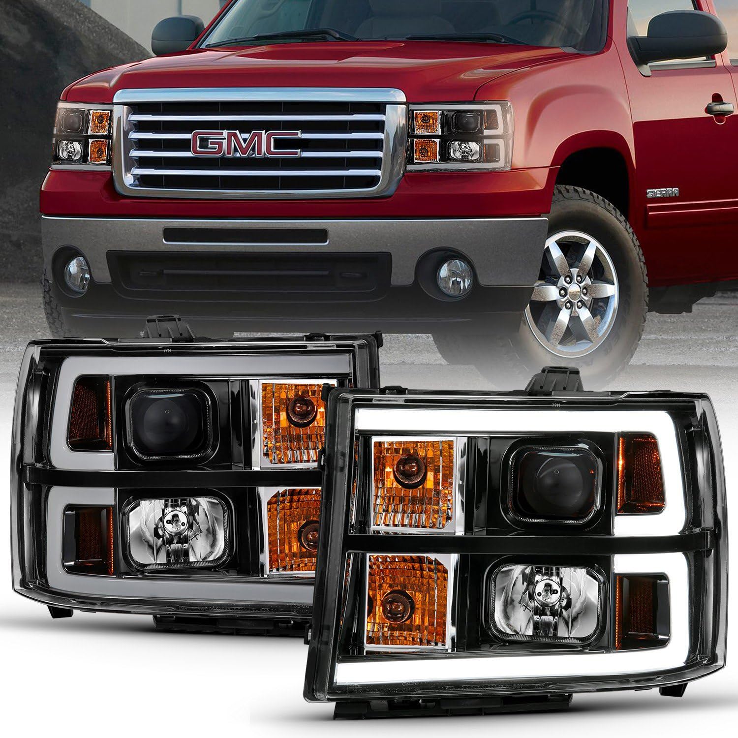 111482 ANZO USA Projector Headlamps Fits GMC Sierra 1500