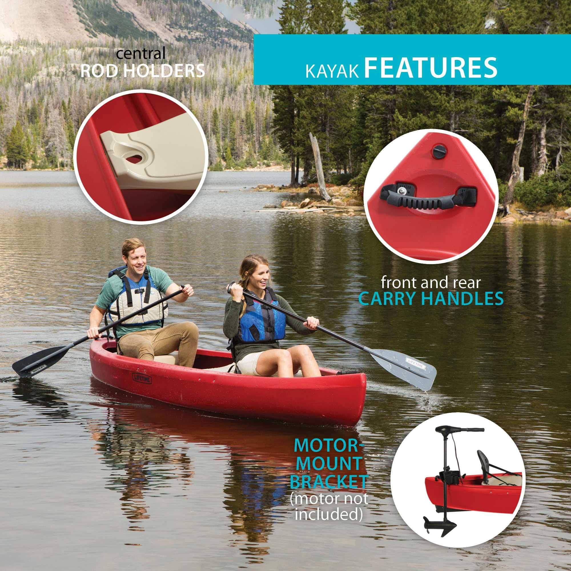 Kodiak Lifetime Canoe with 2 Paddles, Red, 13'