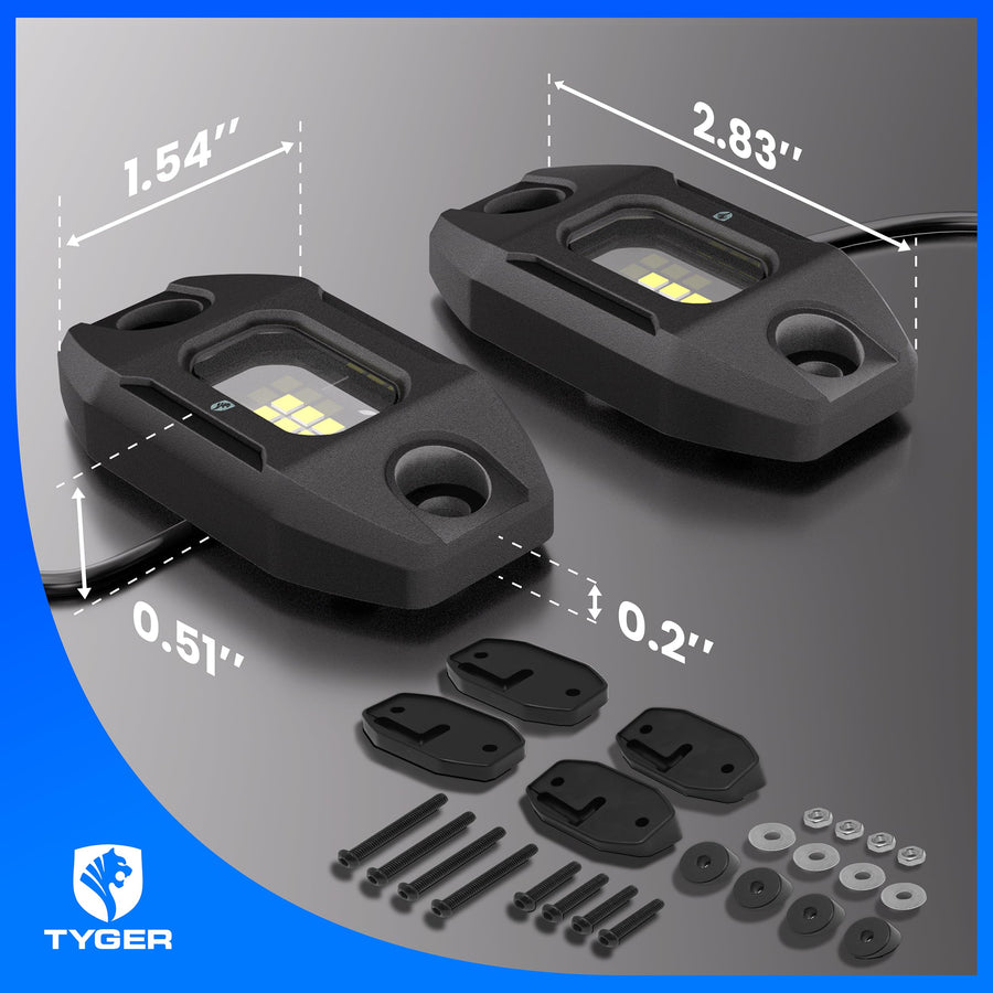 Tyger Auto Off-Road LED Flood Light Pods Vehicle Rack | 2-Pack | 6500K Day White | Wire to 12V or 24V | 9W Each | IP68 / IP69K Waterproof | Flat or 30 Degrees Tilt | Trucks SUV ATV UTV | TG-LT2U3338