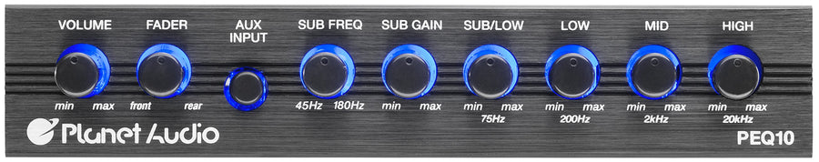 Planet Audio Car Equalizer PEQ10 - 4 Band, Pre-Amp, Half Din, Subwoofer Output with Adjustable Filter, Fixed Bands, Remote Sub Control, DPS Processor