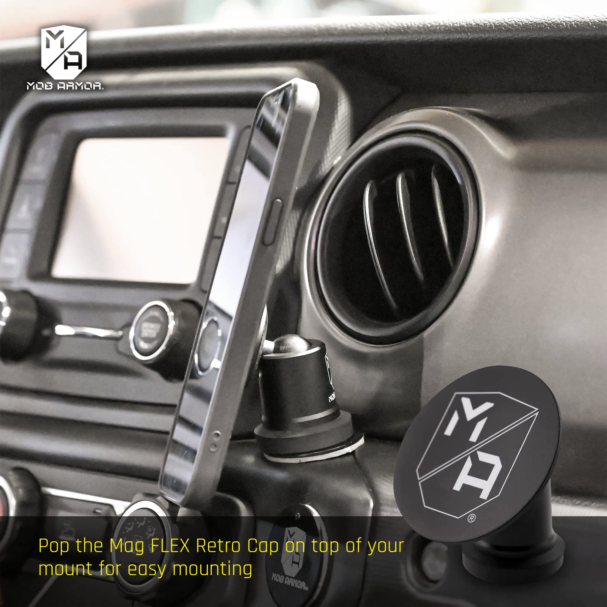 Flex Retro Cap Mob Armor - Universal Magnetic Phone Holder, Built-in Magnet for Safe Hands-Free Driving, Magnetic Car Mount, Mobile Car Mount