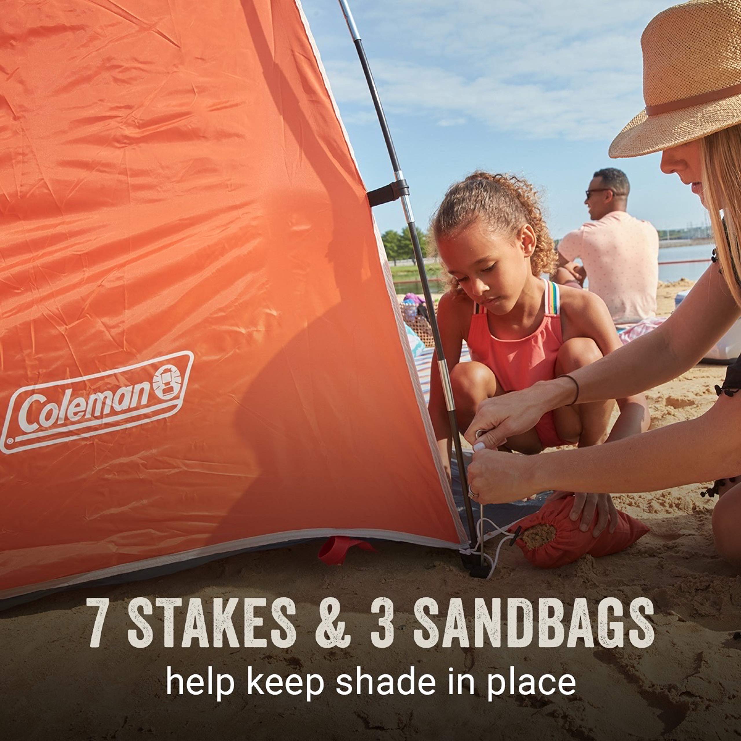 Coleman Large Skyshade Portable Sun Shelter, Easy Setup with Pre-Attached Poles, Beach Canopy Provides Cover from Sand & Sun