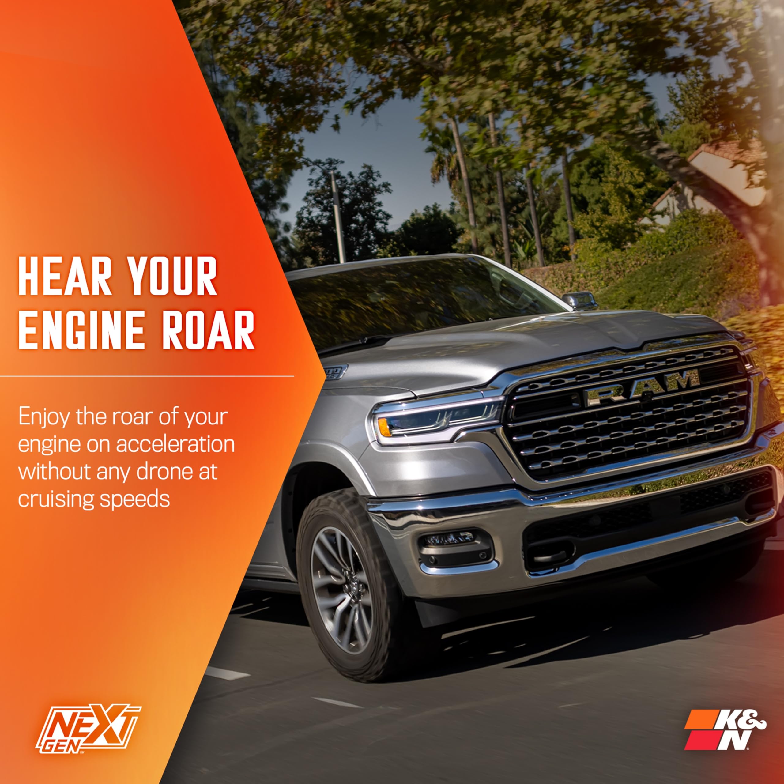 Cold Air Intake System K&N NextGen: High-Flow Cotton Filter: Compatible with 2025 RAM 1500; 50-1598
