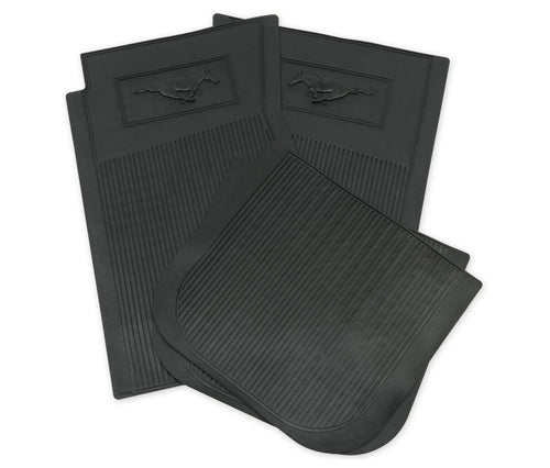 Scott Drake Floor Mats Black Rubber Featuring Official Ford Running Horse Logo, Compatible with 1964-1973 Ford Mustang, Model C5ZZ-6513086-BK