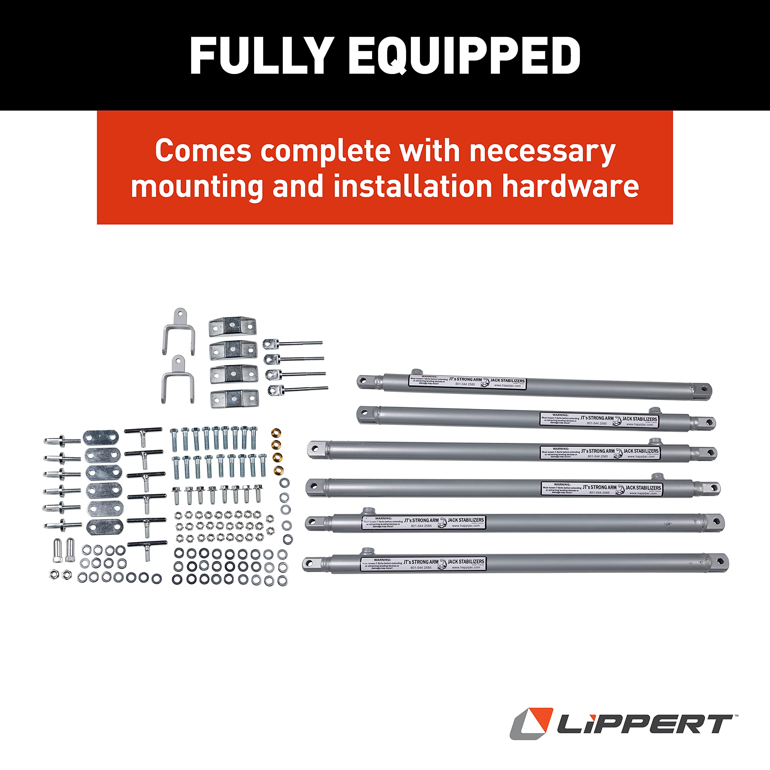 Strong Arm JT’s Short Fifth-Wheel Jack Stabilizer Kit, Eliminates Chassis Movement, Telescoping Tubes for a, Lock in Place, Easy Bolt-On Installation, Universal Jack Compatibility - 191024