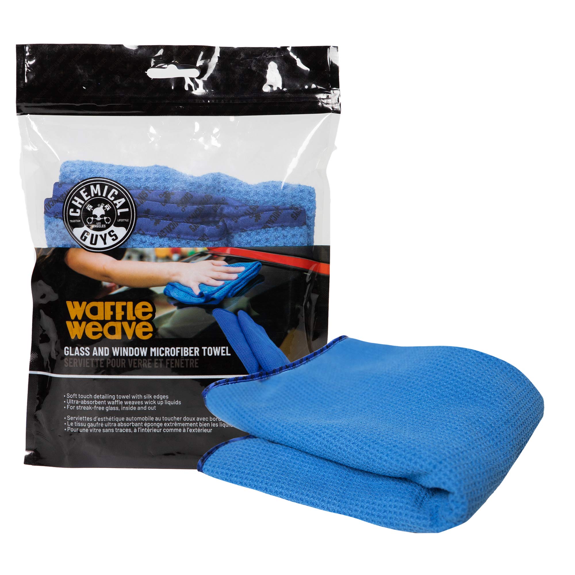 Chemical Guys MIC708 Microfiber Towel Waffle Weave Glass and Windor, Great for Cars, Trucks, SUVs, RVs & More, Blue (24"x16")