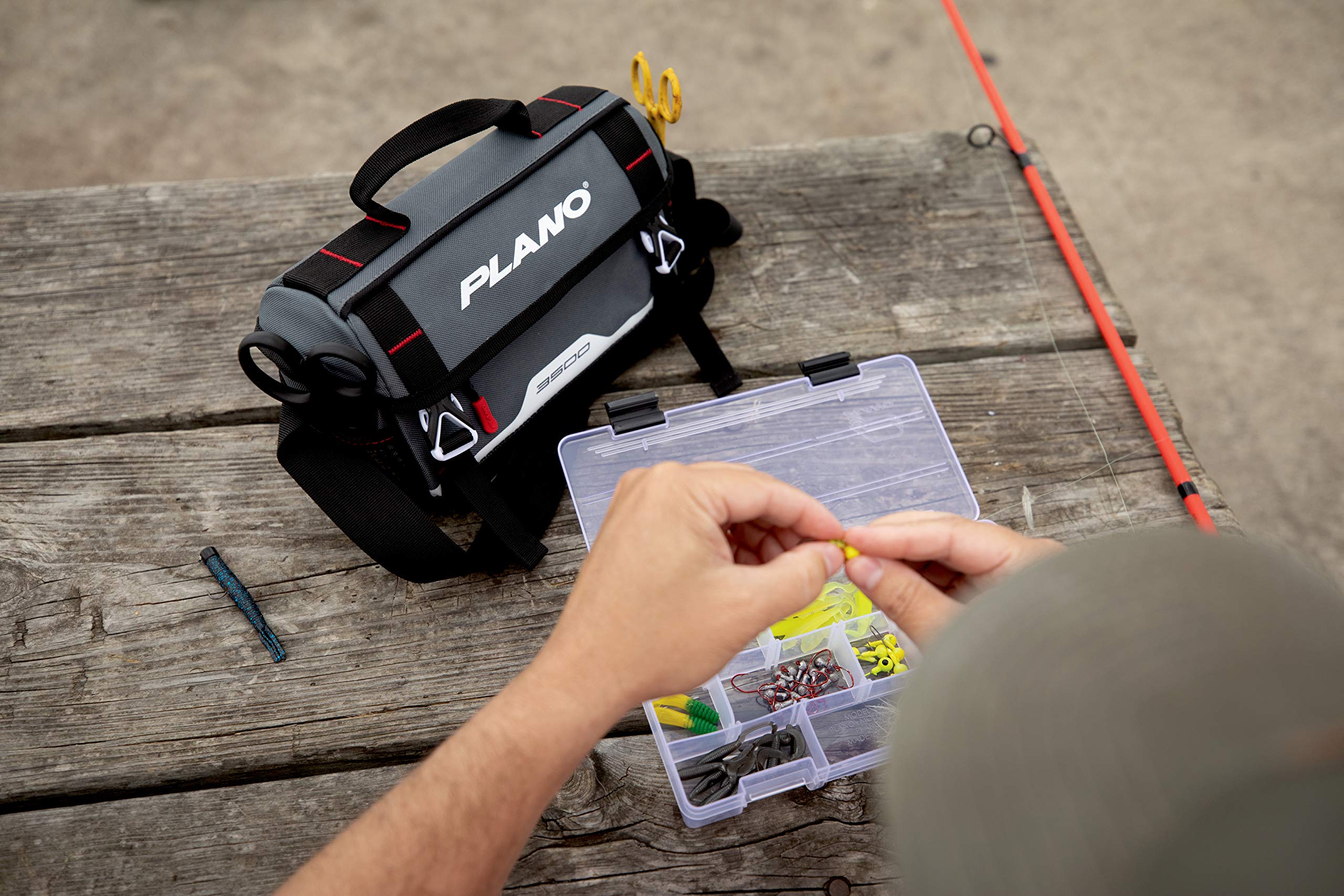 3500 Plano Weekend Series Softsider Tackle Bag, Gray Fabric, Includes 2 3500 Stowaway Storage Boxes, Soft Fishing Tackle Bag for Baits & Lures, Water-Resistant