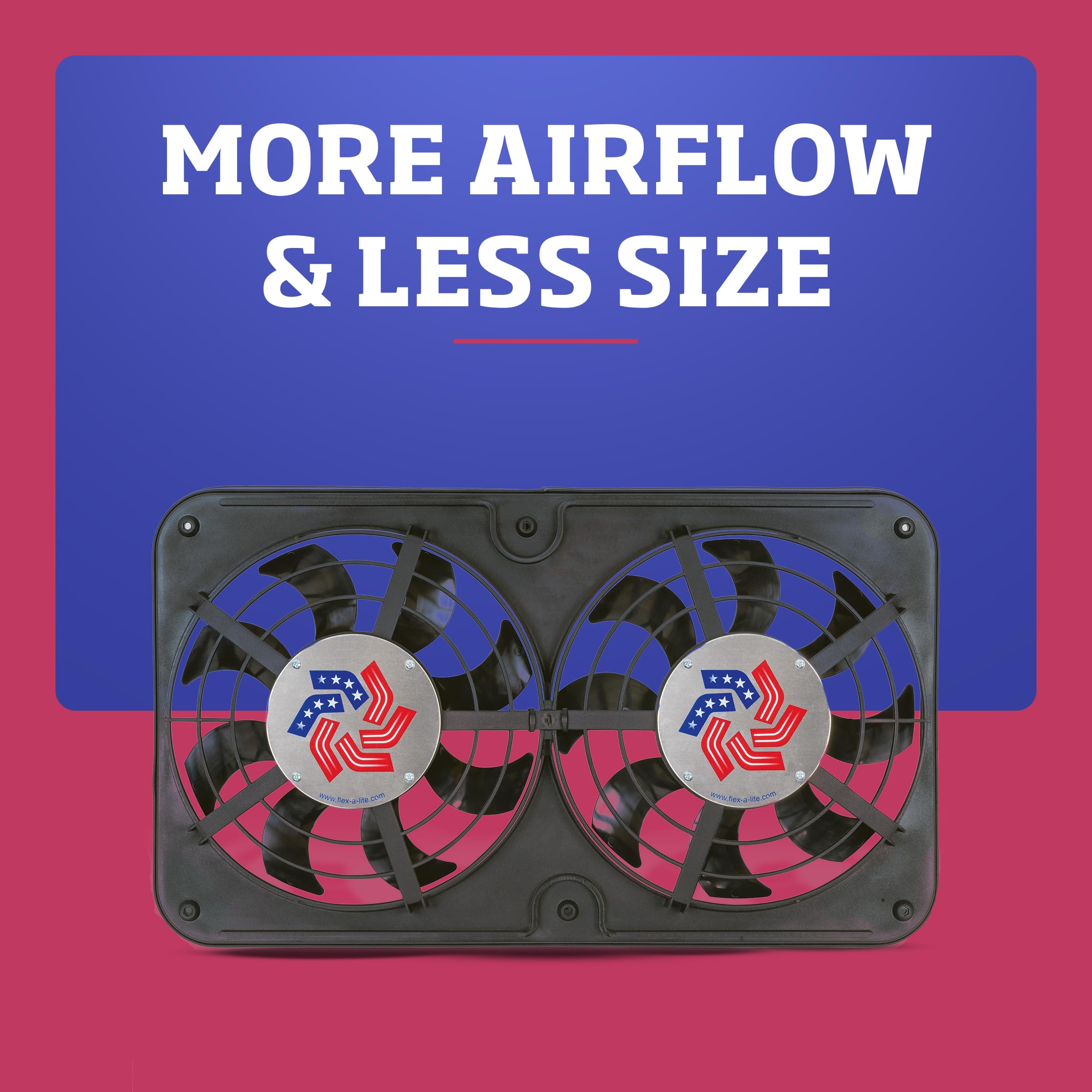Dual S-Blade Flex-A-Lite Lo-Profile Electric Fan With Adjustable Thermostat Controller, Pusher-Puller / Reversible Fan (412), Car Accessories, 12-1/8 Inches