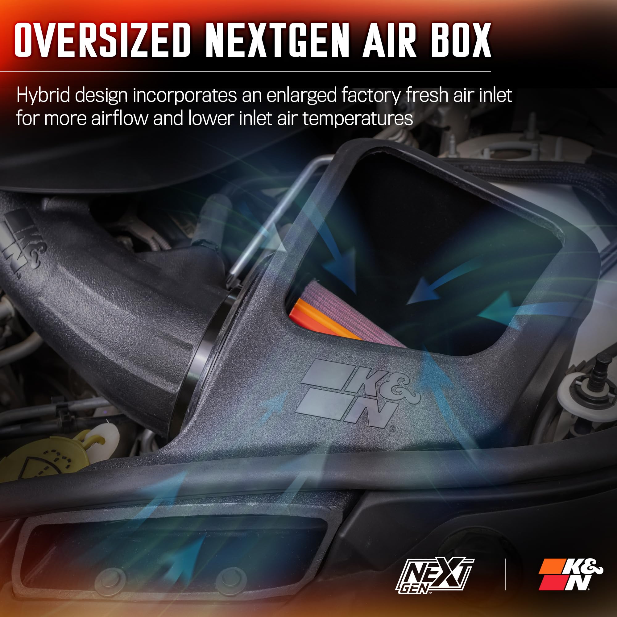 NextGen K&N Cold Air Intake System: High-Flow Cotton Filter: Compatible with 2016-2025 Dodge/Jeep: Durango, Grand Cherokee, Grand Cherokee WK, 50-1572