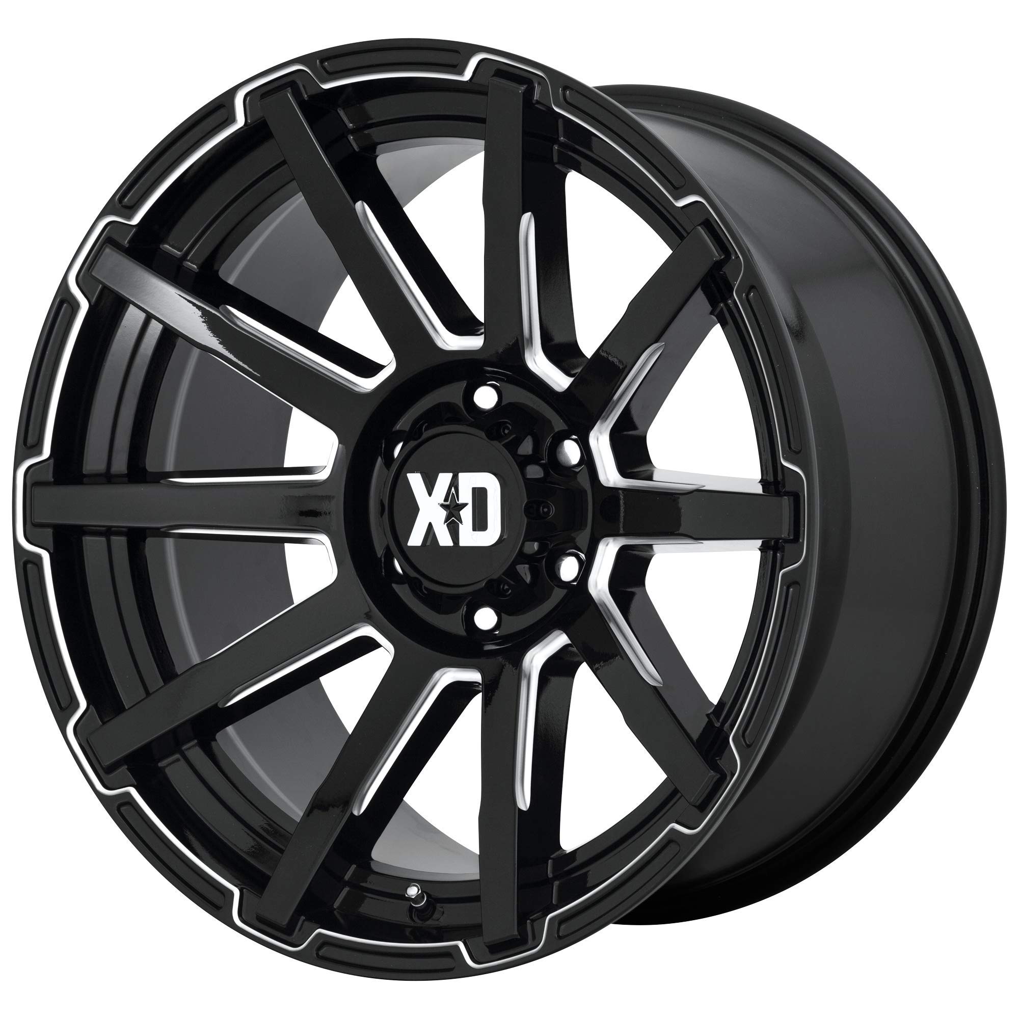 XD Wheels Xd847 Gloss Black Milled Outbreak Wheel with Alloy Steel (18 x 9. inches /5 x 71 mm, 0 mm Offset)