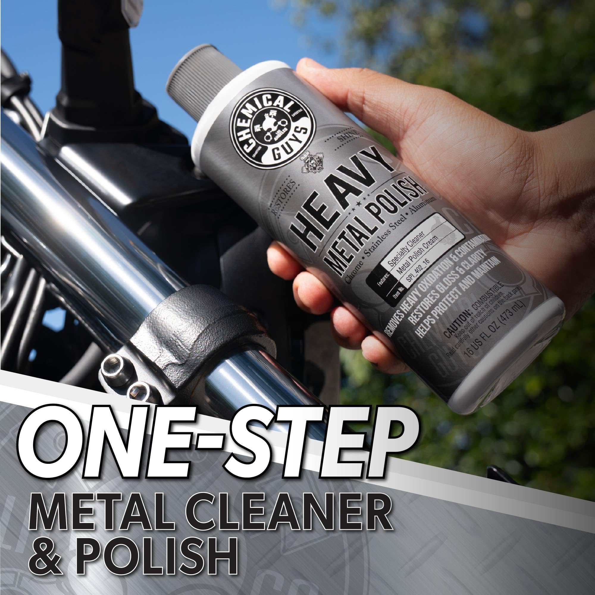 Chemical Guys Heavy Metal Polish Restorer and Protectant - Cleans, Protects & Restores, Aluminum, Stainless Steel, Chrome Polish & More, Safe for Cars, Trucks, Motorcycles, RVs, and Boats - 16 oz