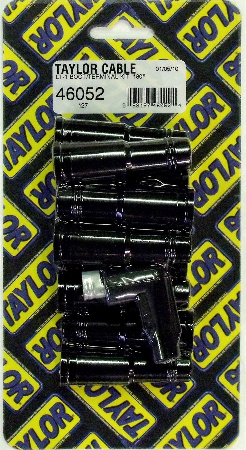 LT1 Taylor Cable 46052 180-Degree Black Spark Plug Boot with Terminals - Pack of 10