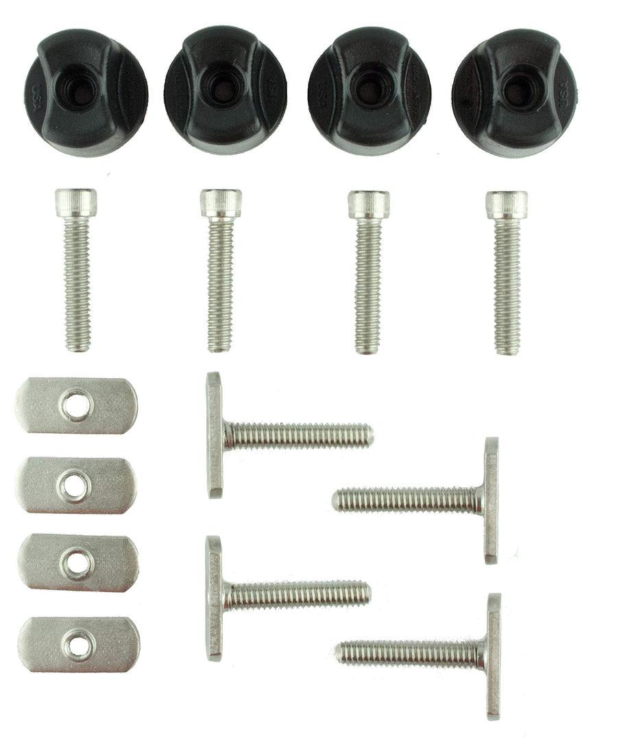 YakAttack Hardware Assortment Kit GearTrac – 1/4-20 Thread | Includes Convertible Knobs, MightyBolts, Track Nuts & Cap Screws | Compatible with Most Kayak Track Systems | Made in USA