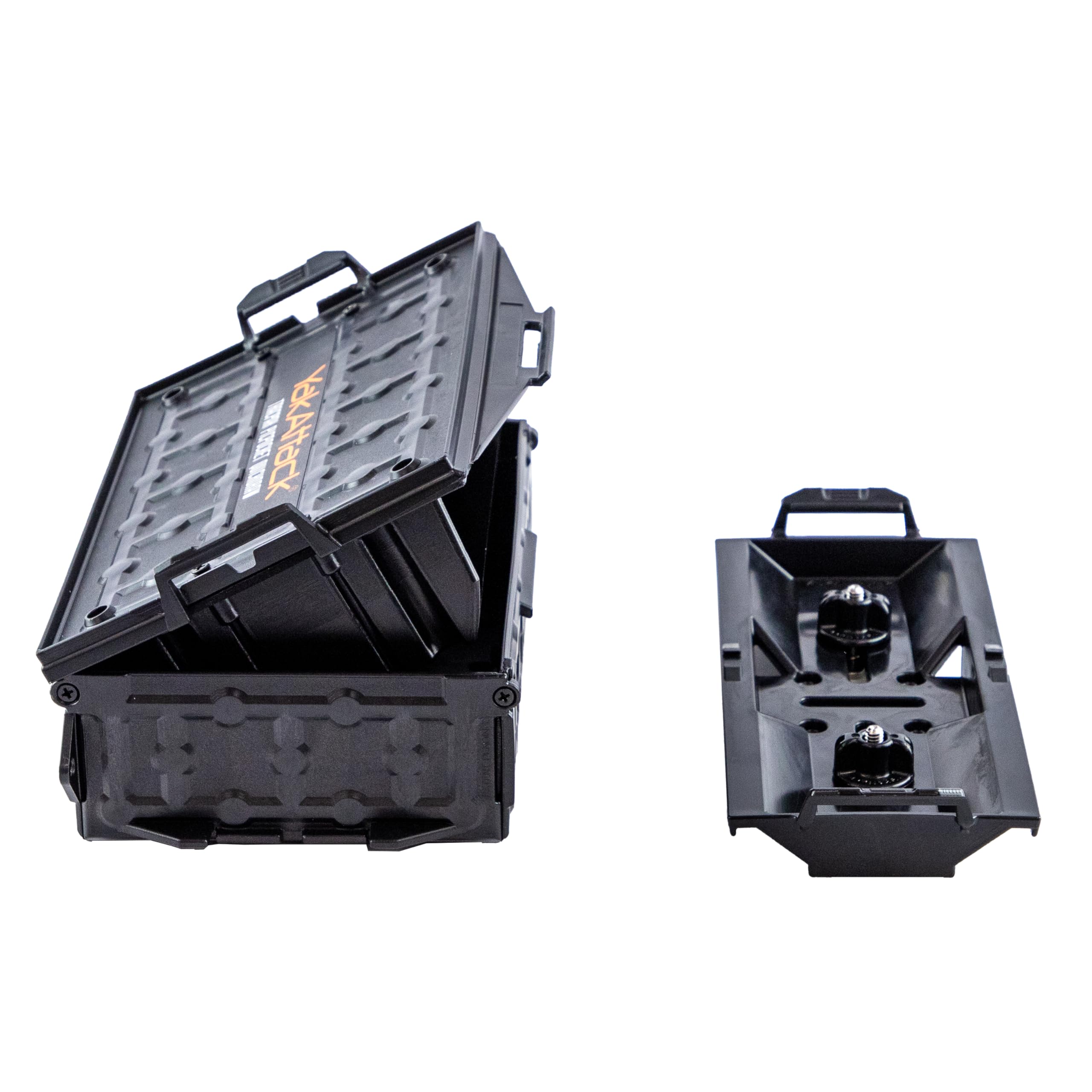 TracPak YakAttack with PicPocket QuickDraw - Black | Track Mount Storage Box with Spring-Loaded Lid | Quick Release Base & Labels Included | Vertical or Horizontal Mount | Made in USA
