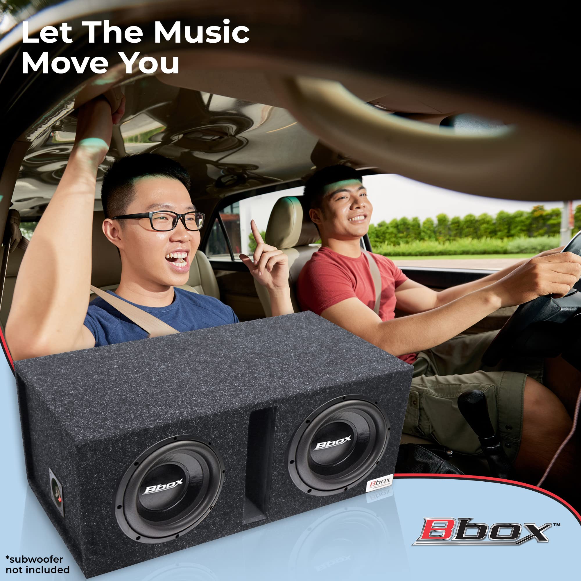 Dual Vented Bbox 12 Inch Subwoofer Enclosure - Pro Audio Tuned Dual Car Subwoofer Boxes & Enclosures - Premium Subwoofer Box Improves Audio Quality, Sound & Bass - Spring Loaded Speaker Terminals